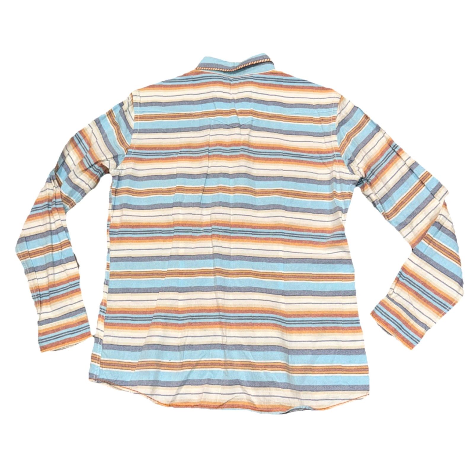 Vintage VINTAGE Panhandle Slim Pearl Snap Shirt Women Embroidered Pocket Long Sleeve Striped Orange Blue Cream Sized M Size M / US 6-8 / IT 42-44 - 2 Thumbnail