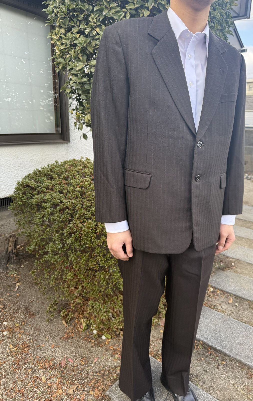 Other Spring&Autumn Brown Herringbone Pinstripe Wool Suit Size 44S - 3 Thumbnail