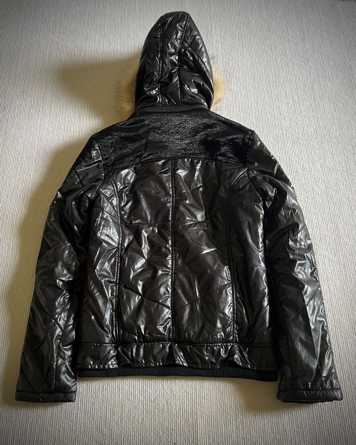 Japanese Brand Xfrm Fur Hood Chain Puffer Jacket Black Y2K Vkei Grunge Size US M / EU 48-50 / 2 - 10 Thumbnail