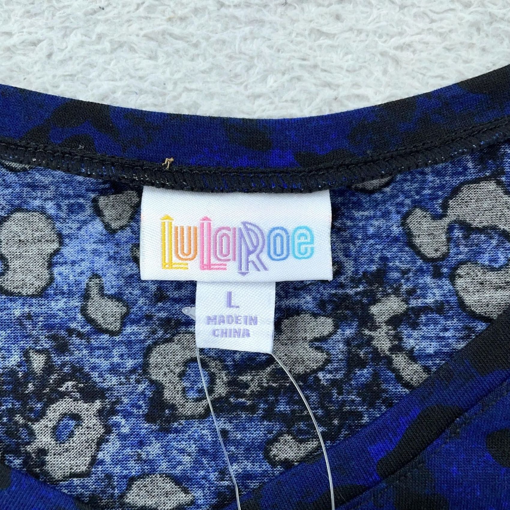 Vintage LuLaRoe Elizabeth Shirt Womens Large Blue Black Leopard Print Long Sleeve Tunic Size L / US 10 / IT 46 - 7 Thumbnail
