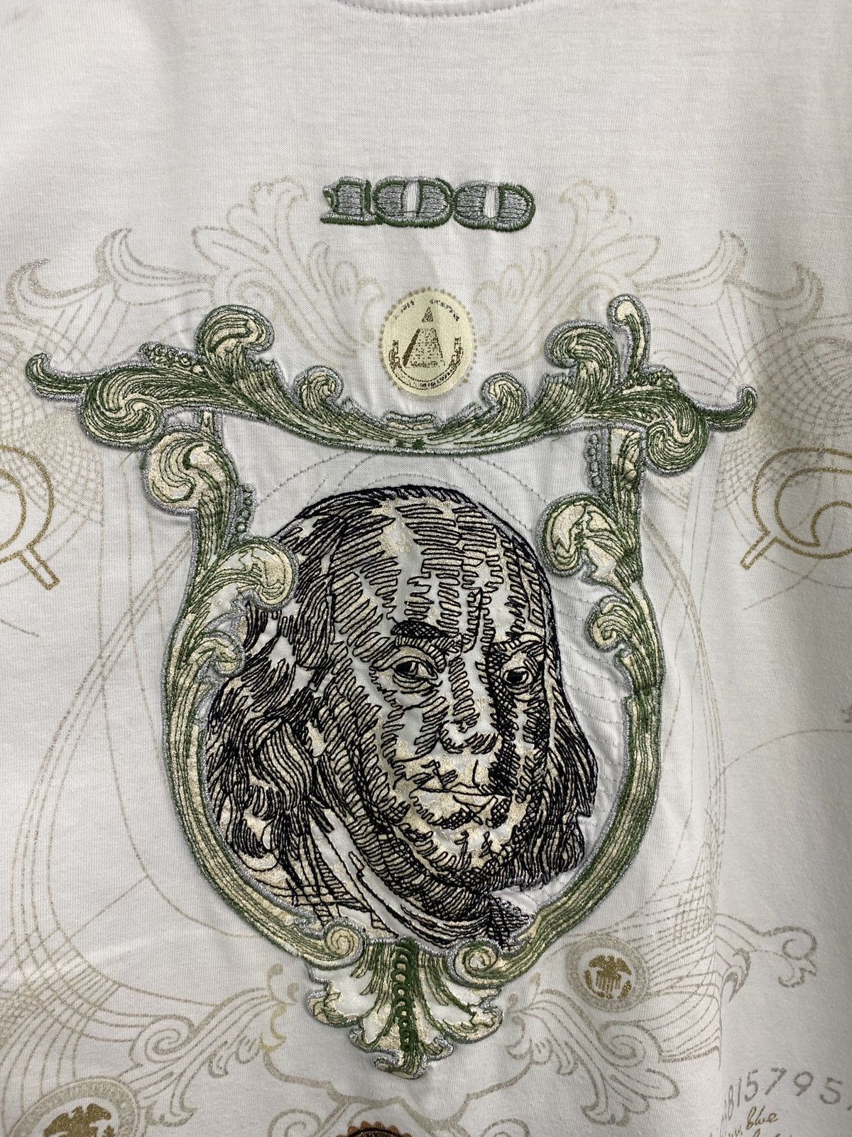 4GSELLER 💸 Vintage 90s Benjamin Franklin 100 Hundred Dollar T-Shirt Size US XL / EU 56 / 4 - 8 Thumbnail