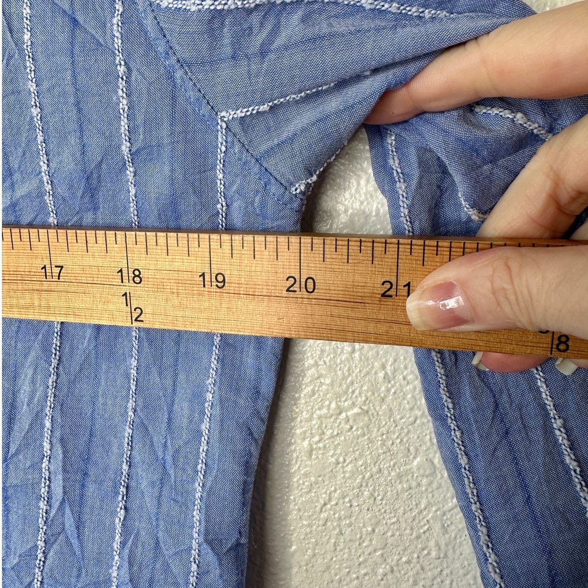 Other American Colors Blue White Fuzzy Stitch Stripe Button Shirt Size M / US 6-8 / IT 42-44 - 11 Thumbnail