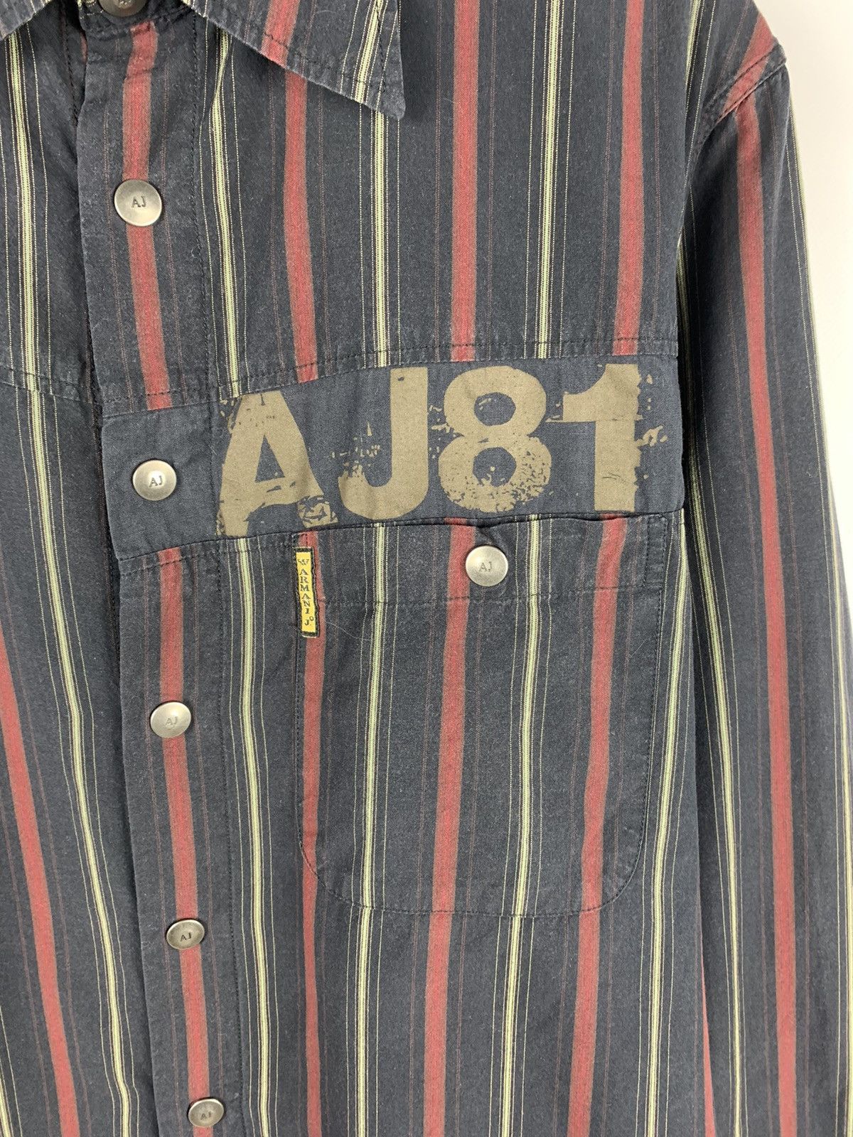Armani Vintage Armani Jeans Striped Shirt Mens Avant-Garde Top Y2K Size US L / EU 52-54 / 3 - 5 Thumbnail