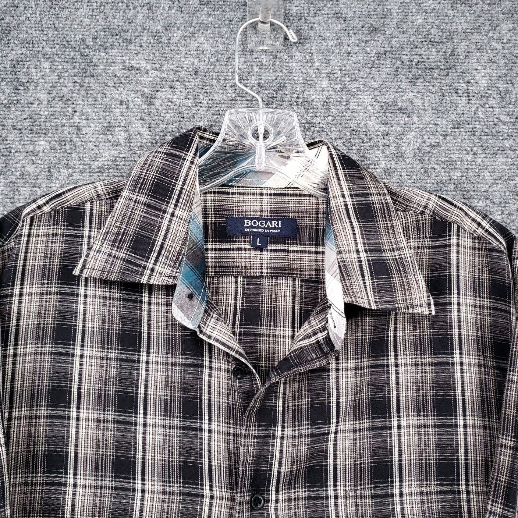 Vintage Bogari Button Down Shirt Mens Large Gray Plaid Long Sleeve Cotton Blend Size US L / EU 52-54 / 3 - 3 Thumbnail