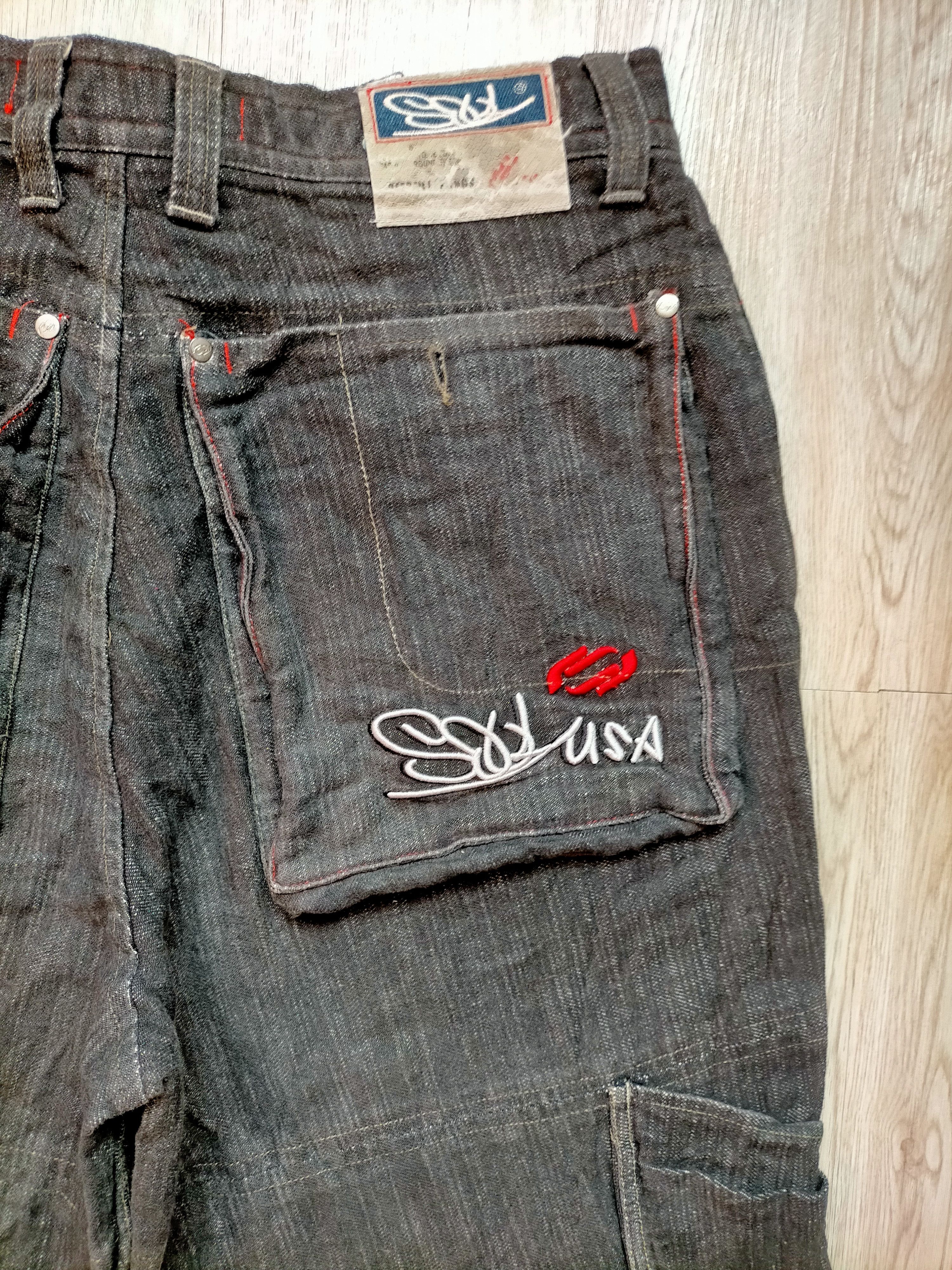Vintage 1989 Baggy Soul Usa Embroidered Cargo Black Jeans