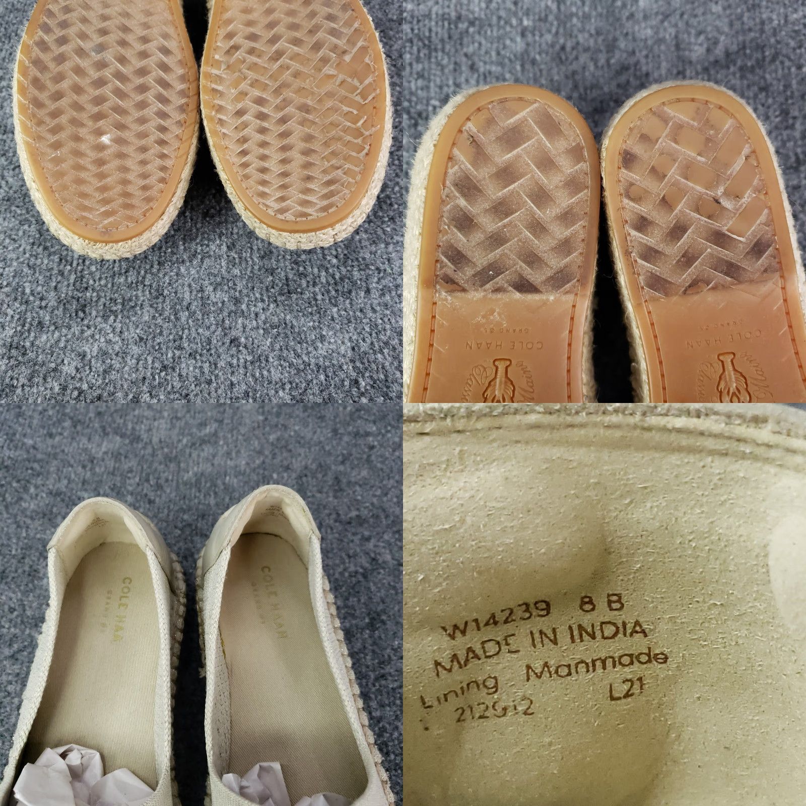 Cole Haan Cole Haan Cloudfeel Loafer Women's 8B Beige Slip On Espadrille W14239 Size US 8 / IT 38 - 8 Thumbnail