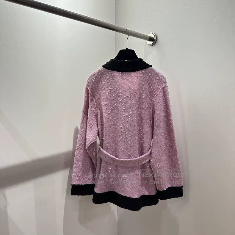 Chanel Chanel Pink and black V-neck waist knitted dress Size XXS / US 00 / IT 34 - 2 Thumbnail