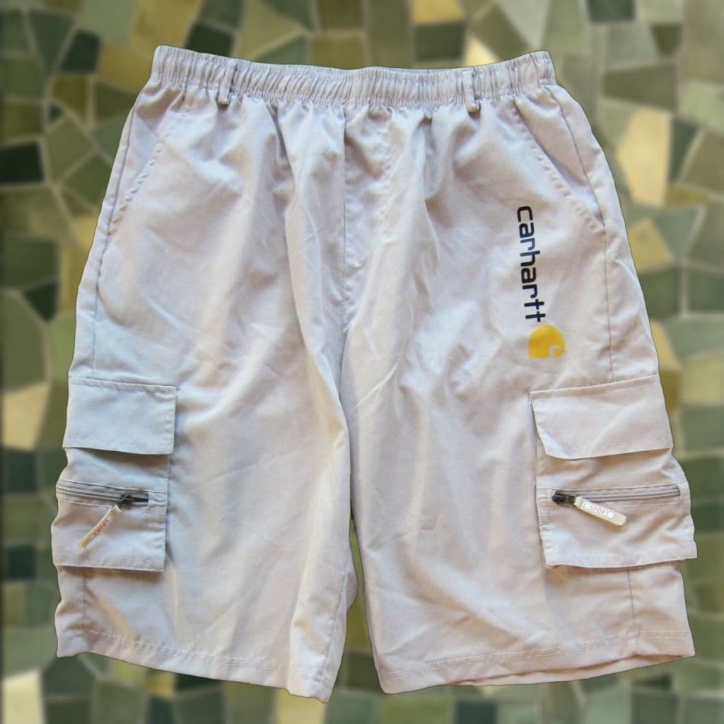 Carhartt VINTAGE Carhartt Beige Elastic Waist Pocket Cargo Bermuda Short Men Small Size US 29 - 1 Thumbnail