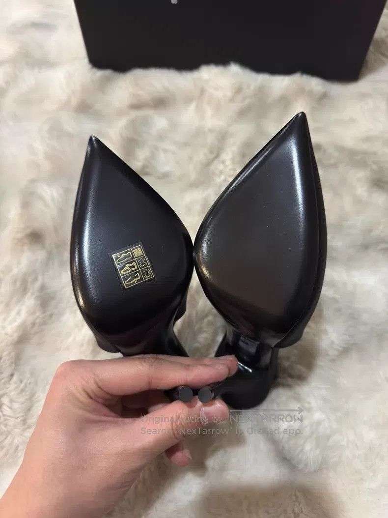 Saint Laurent Paris Saint Laurent Paris Black Crystal Satin High Heels Size US 5.5 / IT 35.5 - 6 Thumbnail