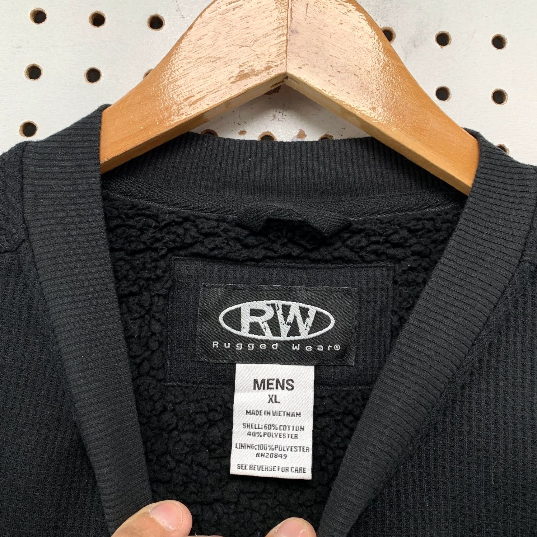 Vintage Rugged Wear Henley Sweatshirt Mens XL Black Lined Thermal Heavyweight Sherpa Thermal Size US XL / EU 56 / 4 - 4 Thumbnail