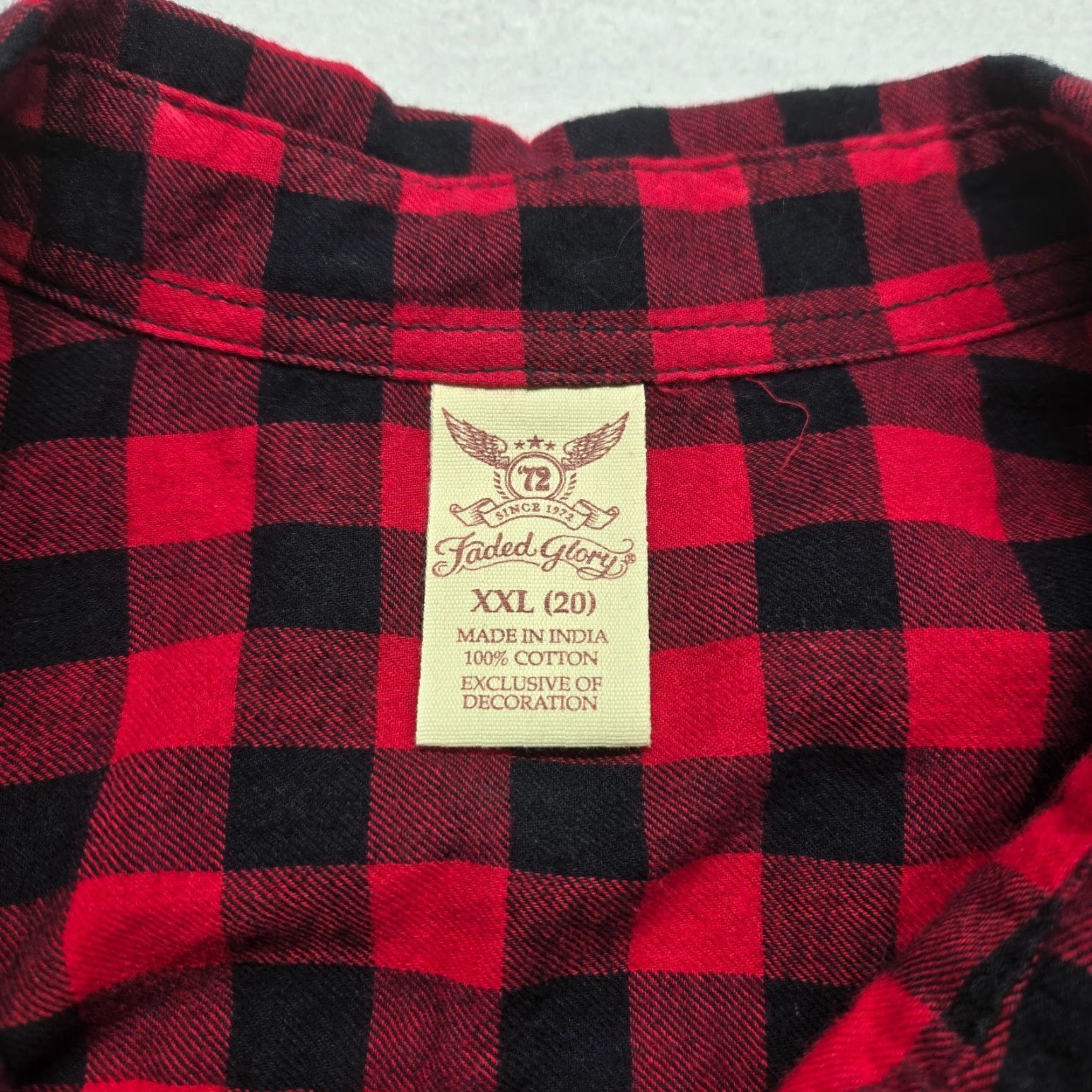 Faded Glory Faded Glory Shirt Button-Up Plaid Red Buffalo Collared Embroidered Chest Pocket 2XL Size XXL / US 16-18 / IT 52-54 - 4 Thumbnail
