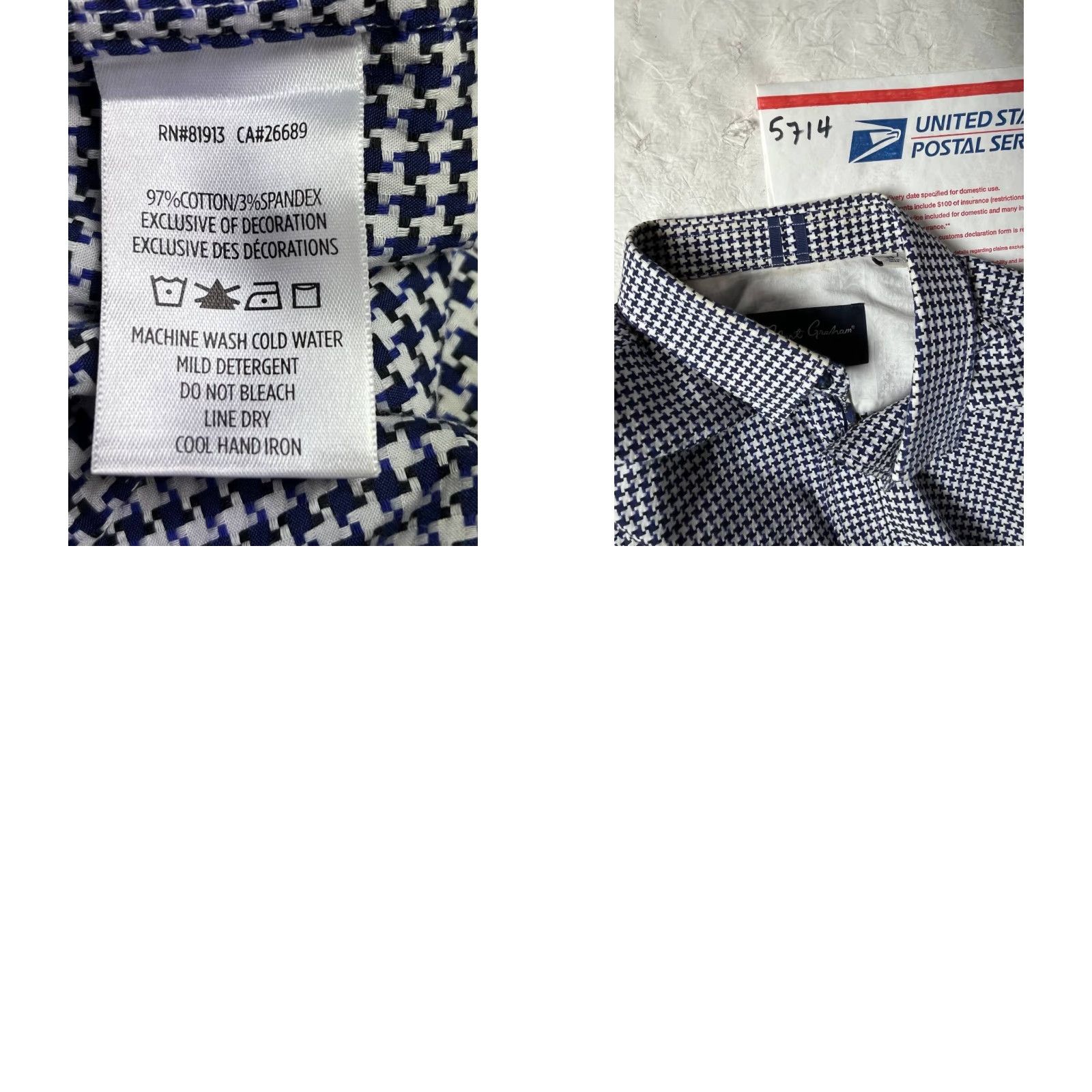 Robert Graham Robert Graham Shirt Button-Up Long Sleeve Men L Blue Houndstooth Button-Down Collar Size US L / EU 52-54 / 3 - 9 Thumbnail