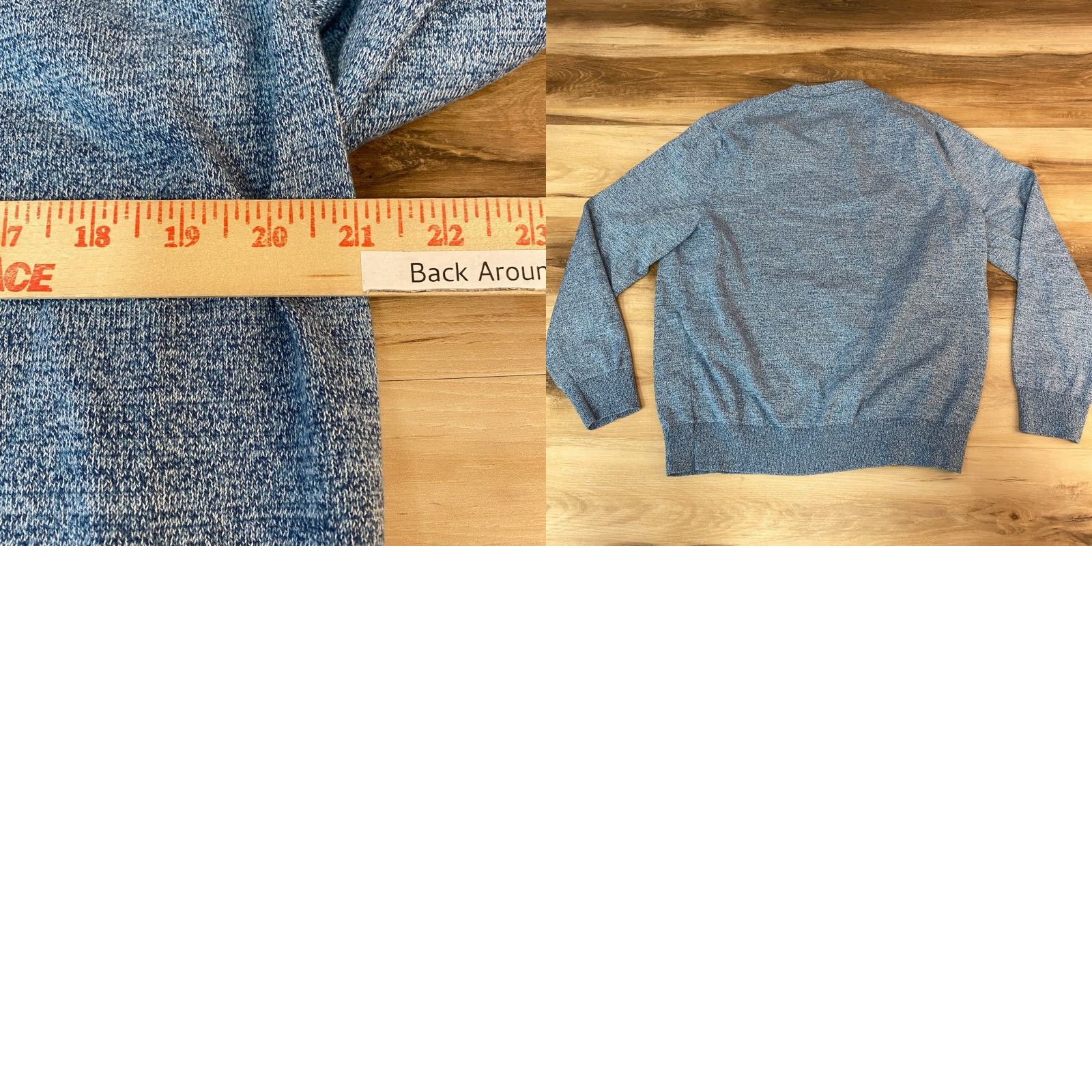 Lands' End Lands' End Mens Large Blue Heathered Crewneck Pullover Knit Cotton Sweater Shirt Size US L / EU 52-54 / 3 - 8 Thumbnail