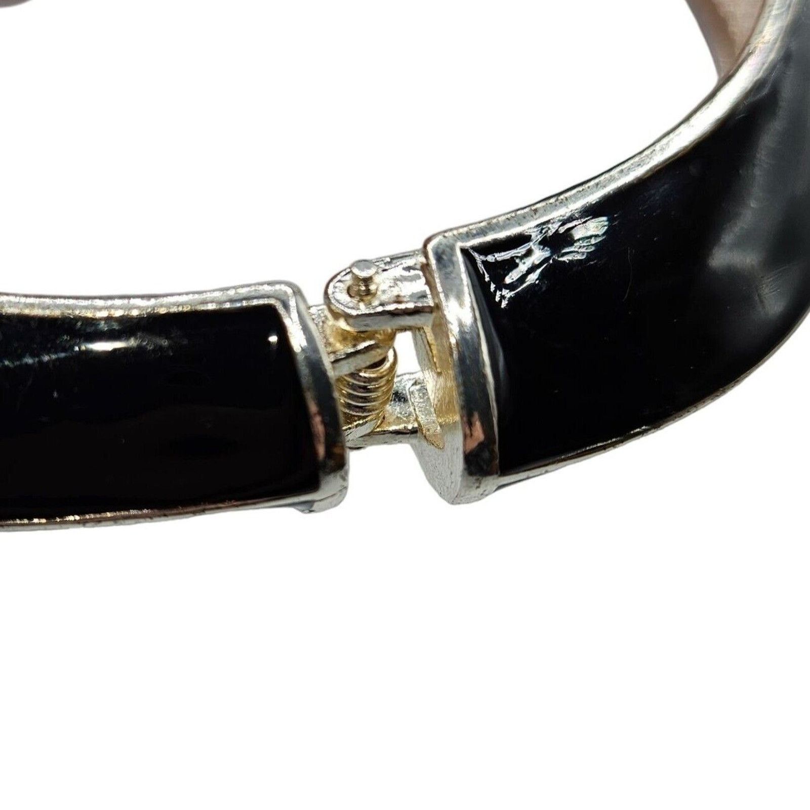 Other VTG EUC Enamel Art Deco Bracelet Trio Black Cream Silver Size ONE SIZE - 4 Thumbnail