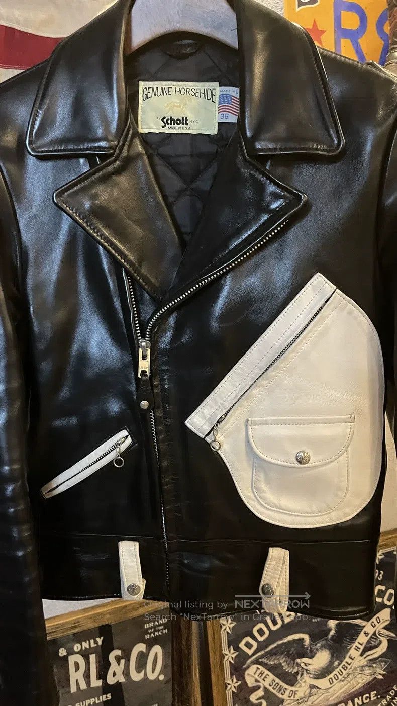 Schott Schott Horseskin D bag cable-stayed motorcycle jacket Size US XXS / EU 40 - 2 Thumbnail