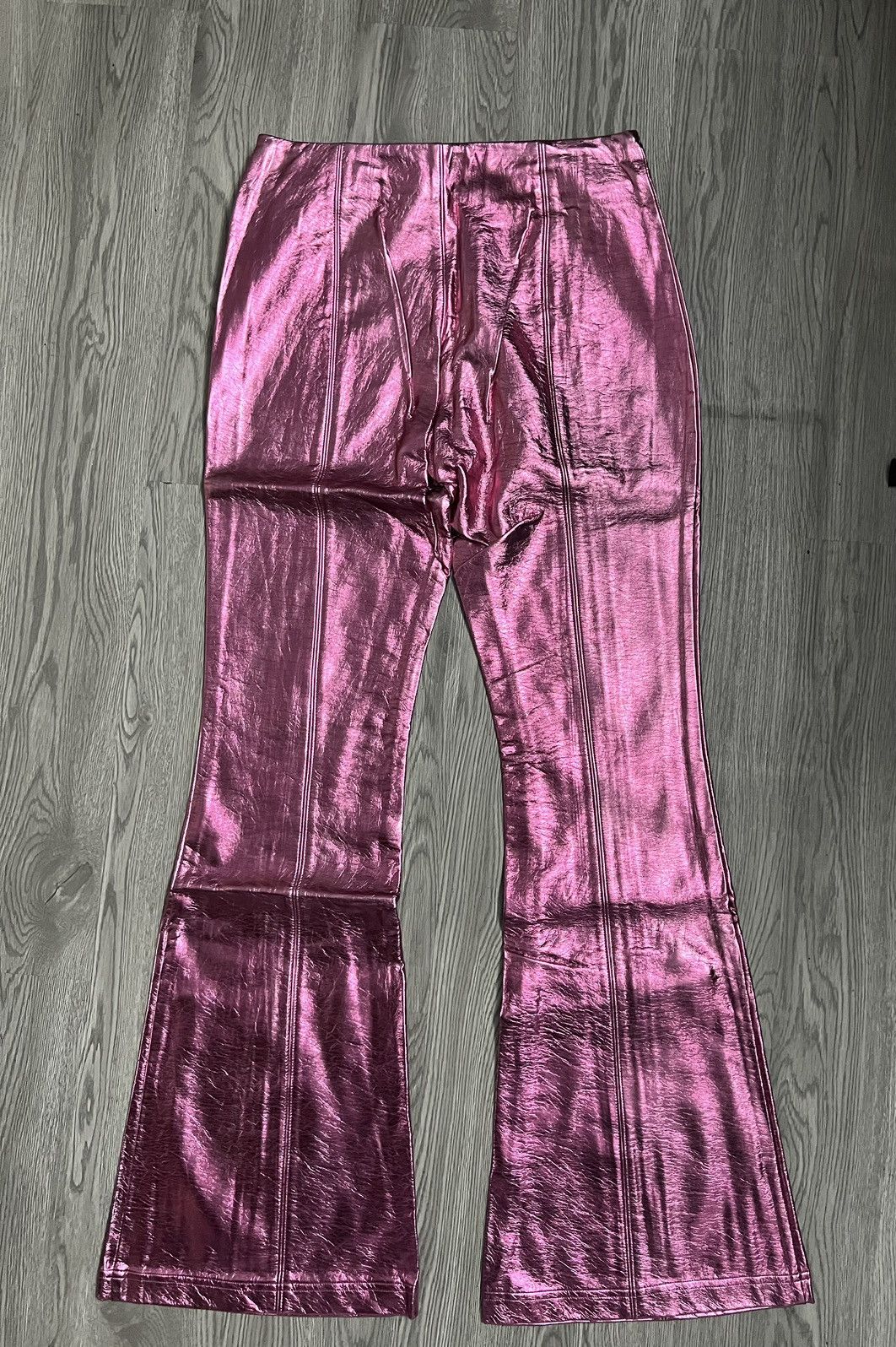 Dolls Kill Club Exx metallic faux leather flare pant 🎀💗 Size 26" / US 2 / IT 38 - 3 Thumbnail