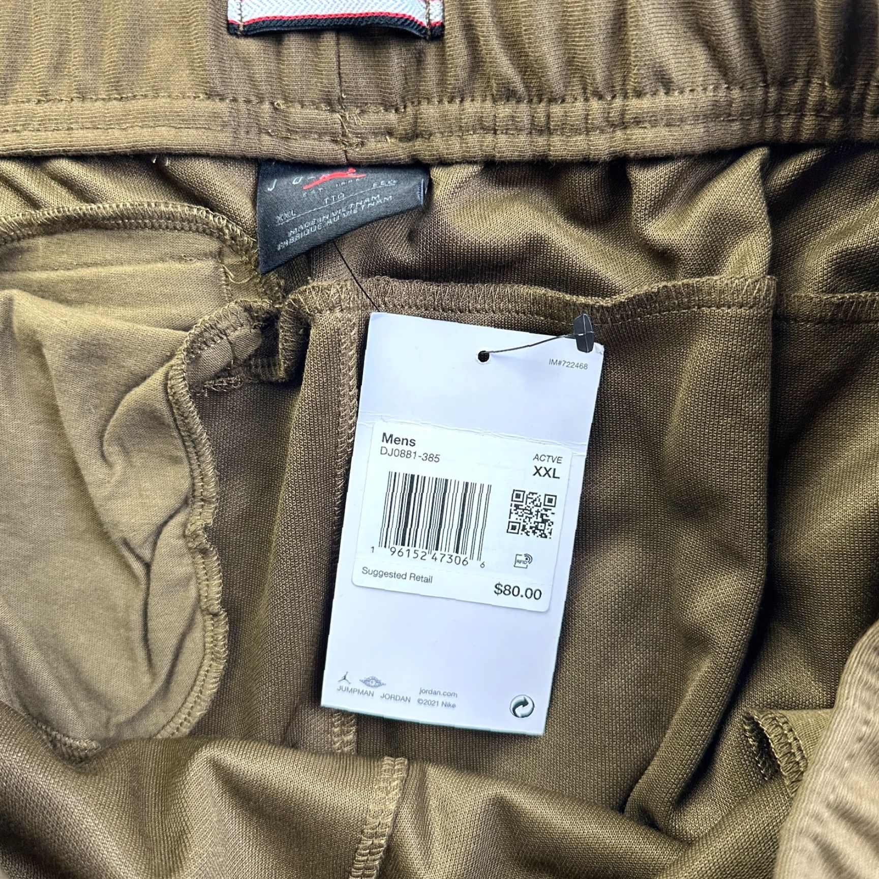 Nike Jordan Pants Mens 2XL Green Sweatpants Light Olive Essentials Warmup Trousers Size US 39 - 7 Thumbnail