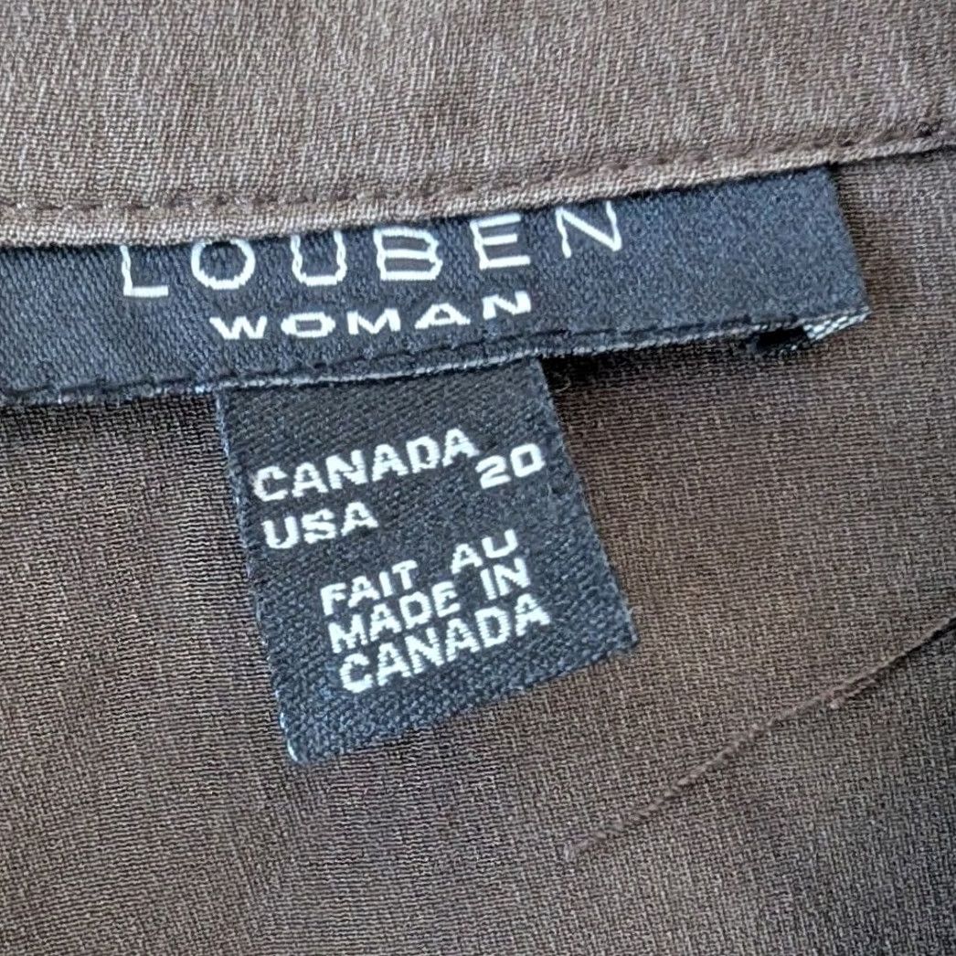 Vintage Louben Brown Button Front Tunic Blouse Split Collar Womens Sz 20 Made in Canada Size 3XL / US 20-22 - 5 Thumbnail