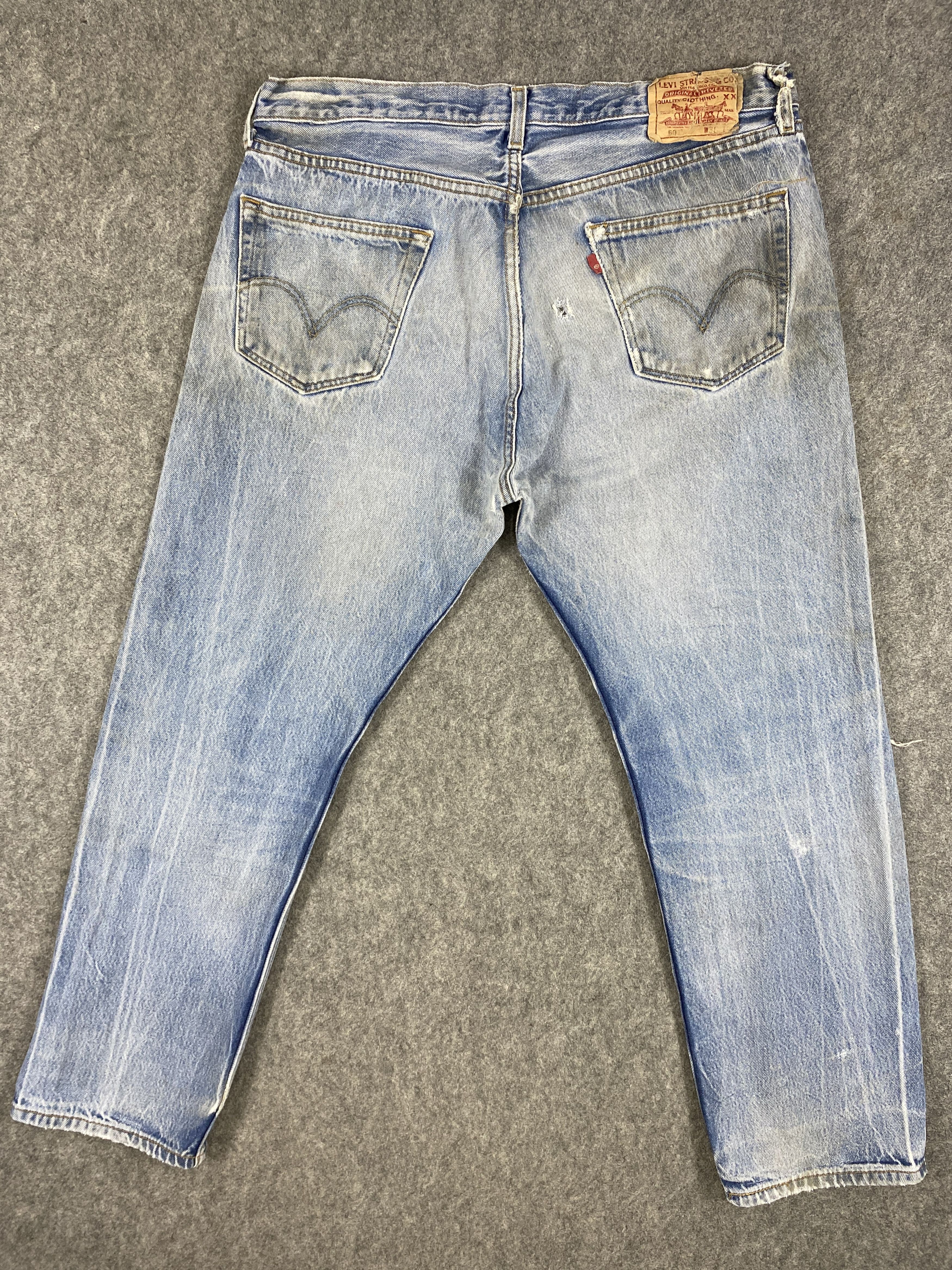 Japanese Brand Dirty Ripped Blue Vintage Levi's 501 36x29 Denim -JN2301 Size US 35 - 2 Thumbnail
