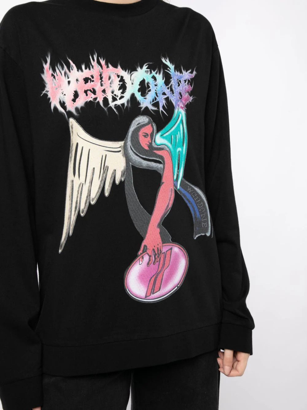 WE11DONE o1mris0824 Angel Print Sweatshirt in Black Size US S / EU 44-46 / 1 - 6 Thumbnail