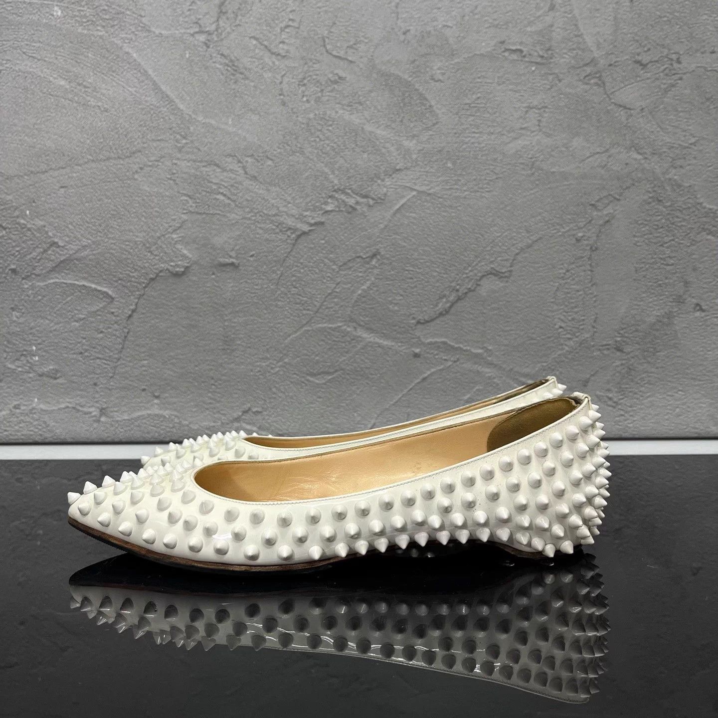 Christian Louboutin CL studded pointed toe flat 36.5 95 new Size US 5 / IT 35 - 4 Thumbnail