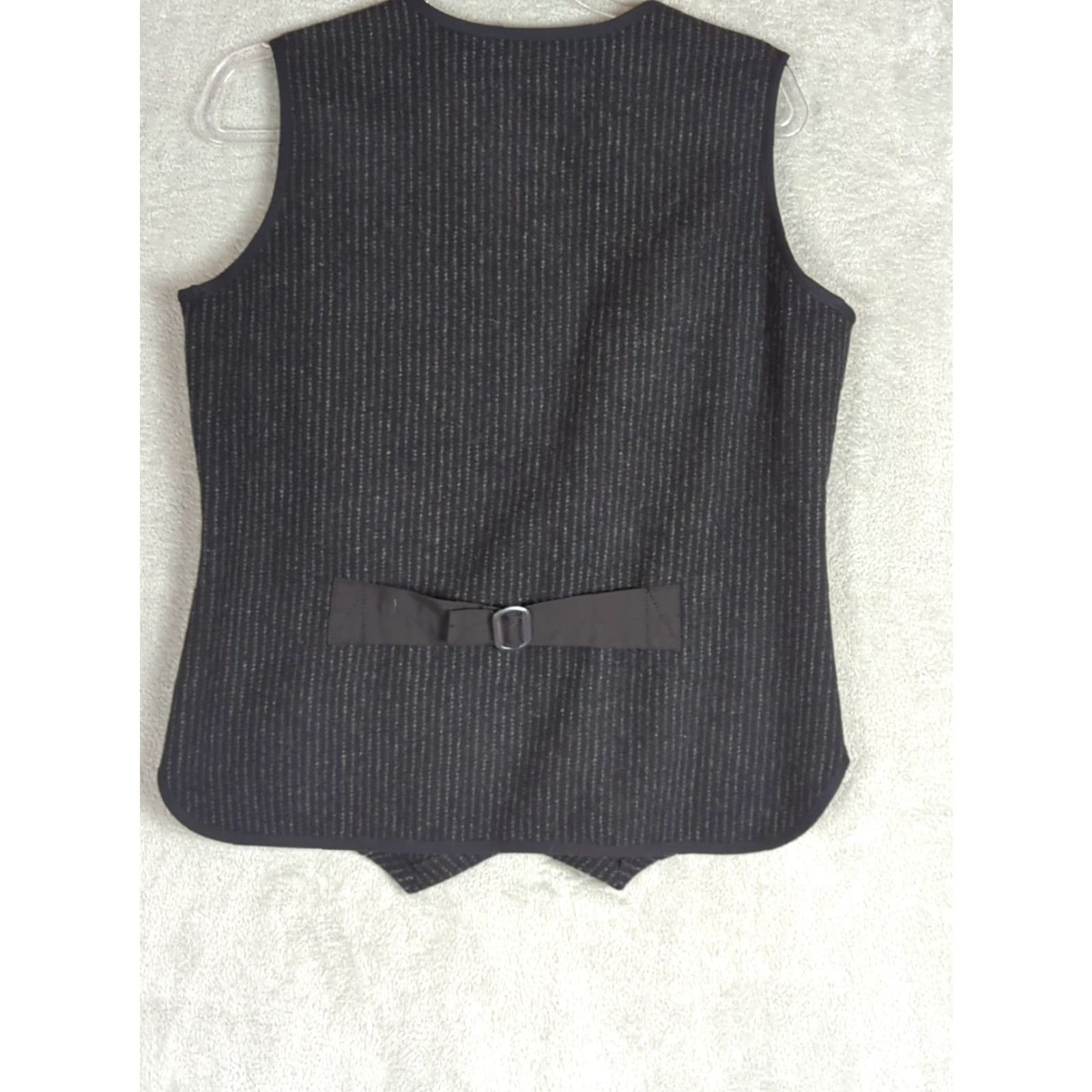 Vintage Woolrich Vest Wool Blend Black Gray Striped Women’s Size M Full Zip Lightweight Vest Size M / US 6-8 / IT 42-44 - 7 Thumbnail