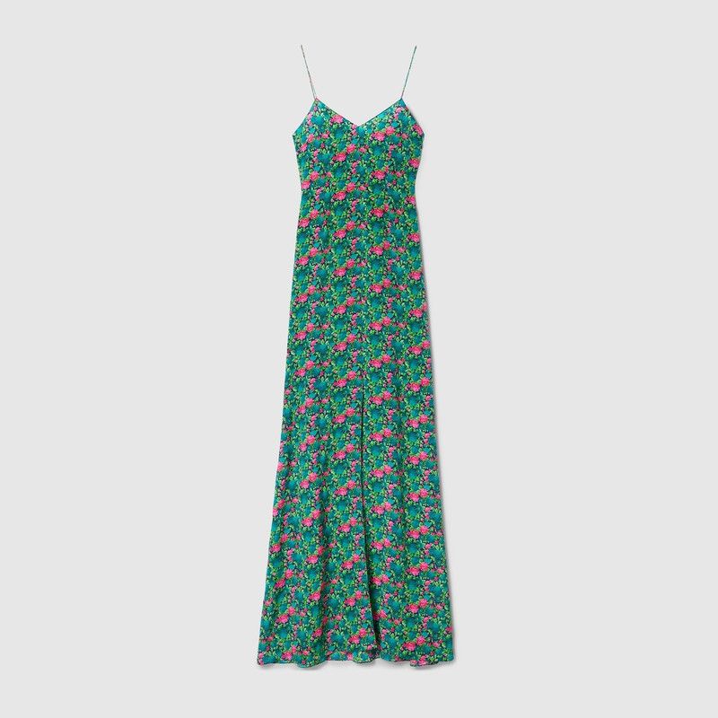 Gucci oc11z1125 Floral Print Silk Evening Dress in Multicolor | Grailed