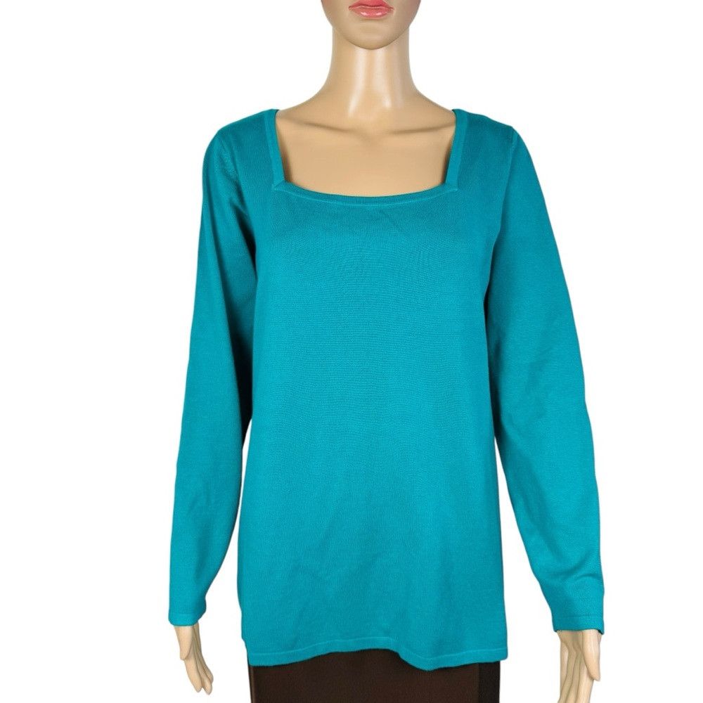 Other Belle by Kim Gravel Feather Knit Square Neck Sweater A46859 Size L / US 10 / IT 46 - 2 Thumbnail