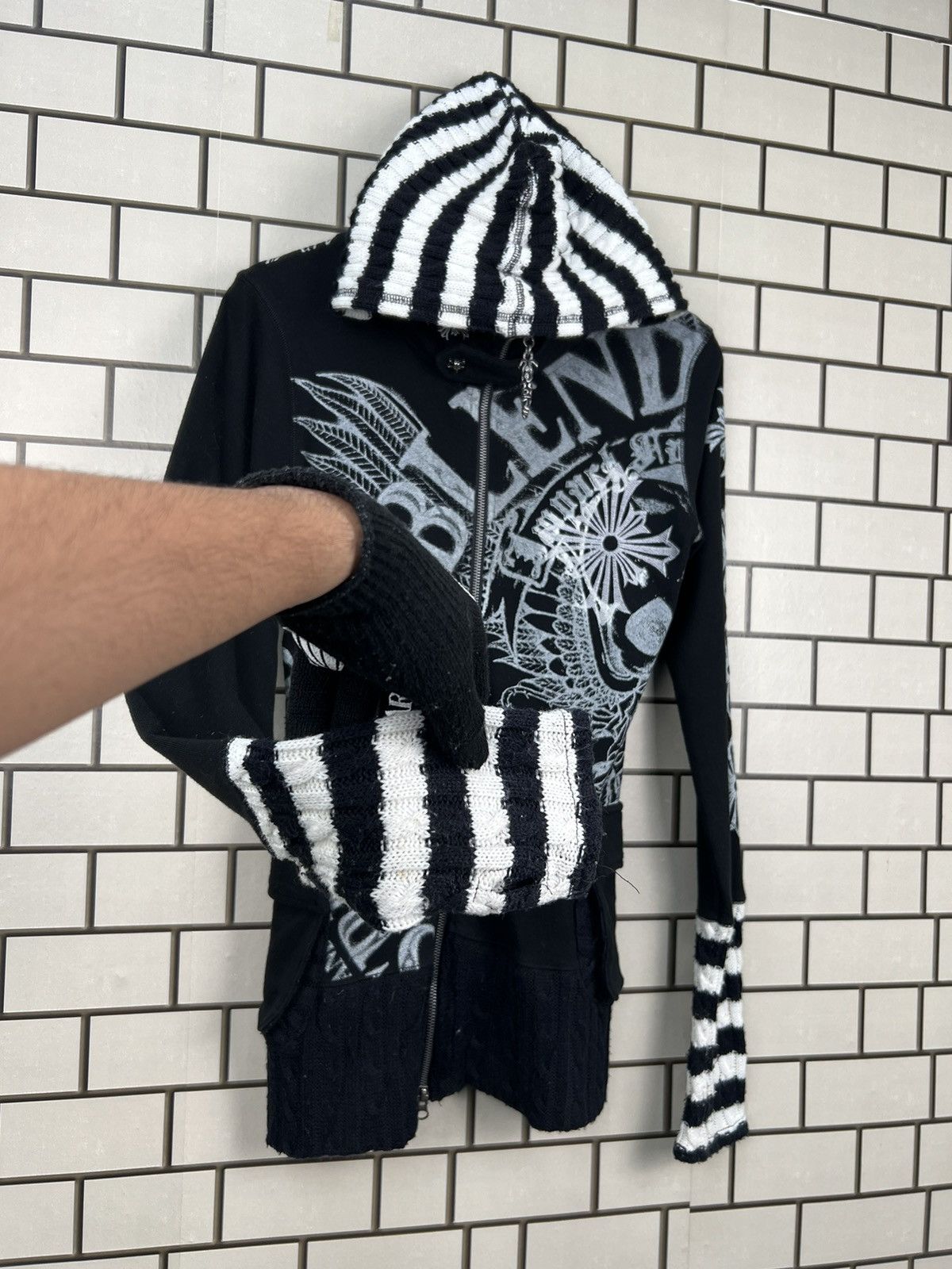 Japanese Brand Glitz Poem Skull Cross Hooded Jacket Size US S / EU 44-46 / 1 - 4 Thumbnail