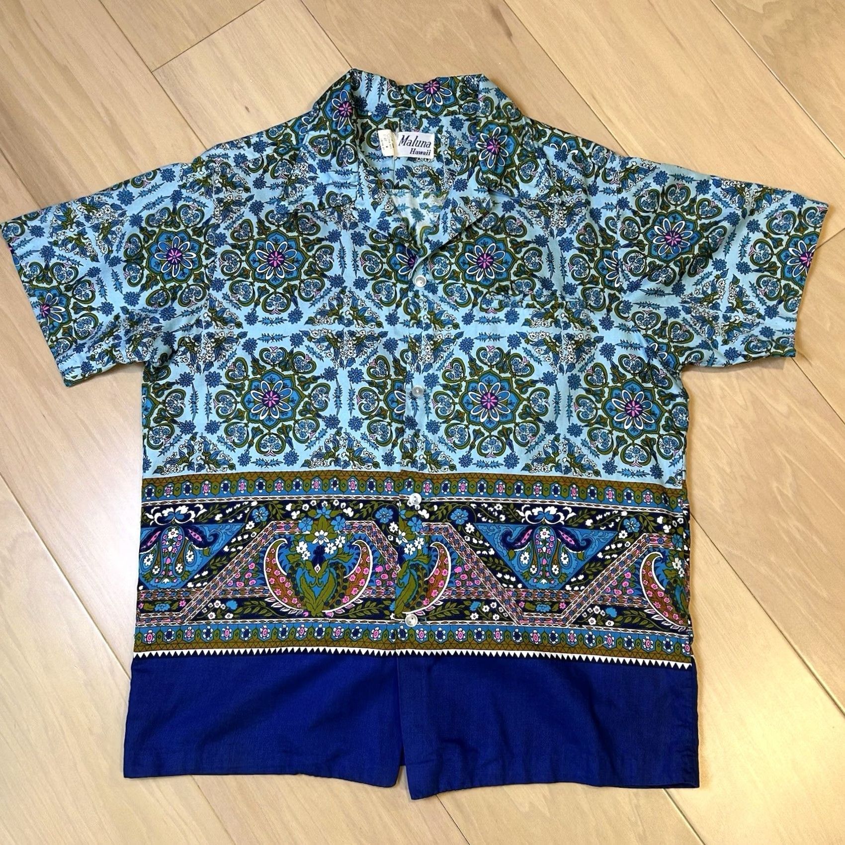Vintage VINTAGE Maluna Hawaii Camp Shirt Short Sleeve Men’s Medium Shirt Blue Floral Paisley Hawaiian Size US M / EU 48-50 / 2 - 2 Thumbnail