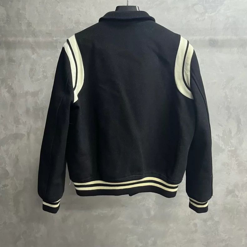 Saint Laurent Paris Saint Laurent Black Striped Varsity Jacket- Size US M / EU 48-50 / 2 - 2 Thumbnail