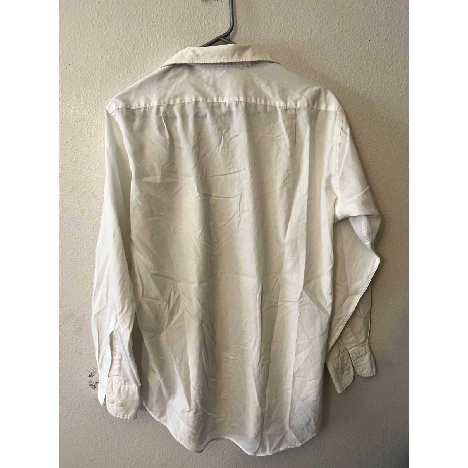 Geoffrey Beene Geoffrey Beene Dress Shirt Men’s White Solid 15.5 Medium Collar Down Button-Down Geometric Wrinkle Resistant Easy Care Regular Vintage No Size 42R - 2 Thumbnail