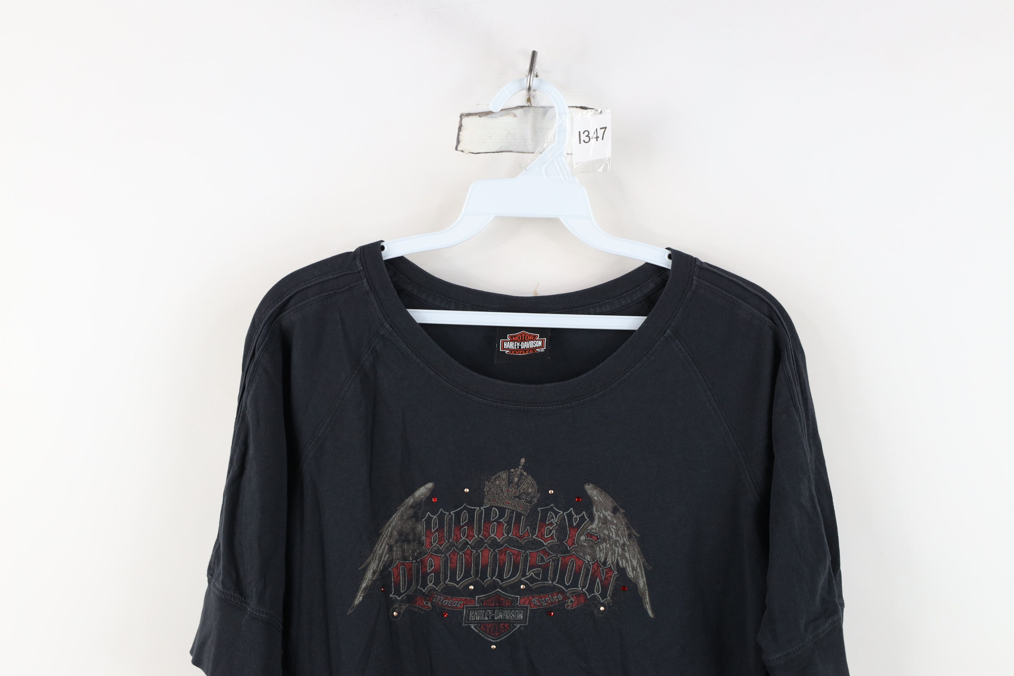 Harley Davidson Vintage Y2K Harley Davidson 3/4 Sleeve Sequin Wings T-Shirt Size L / US 10 / IT 46 - 2 Thumbnail