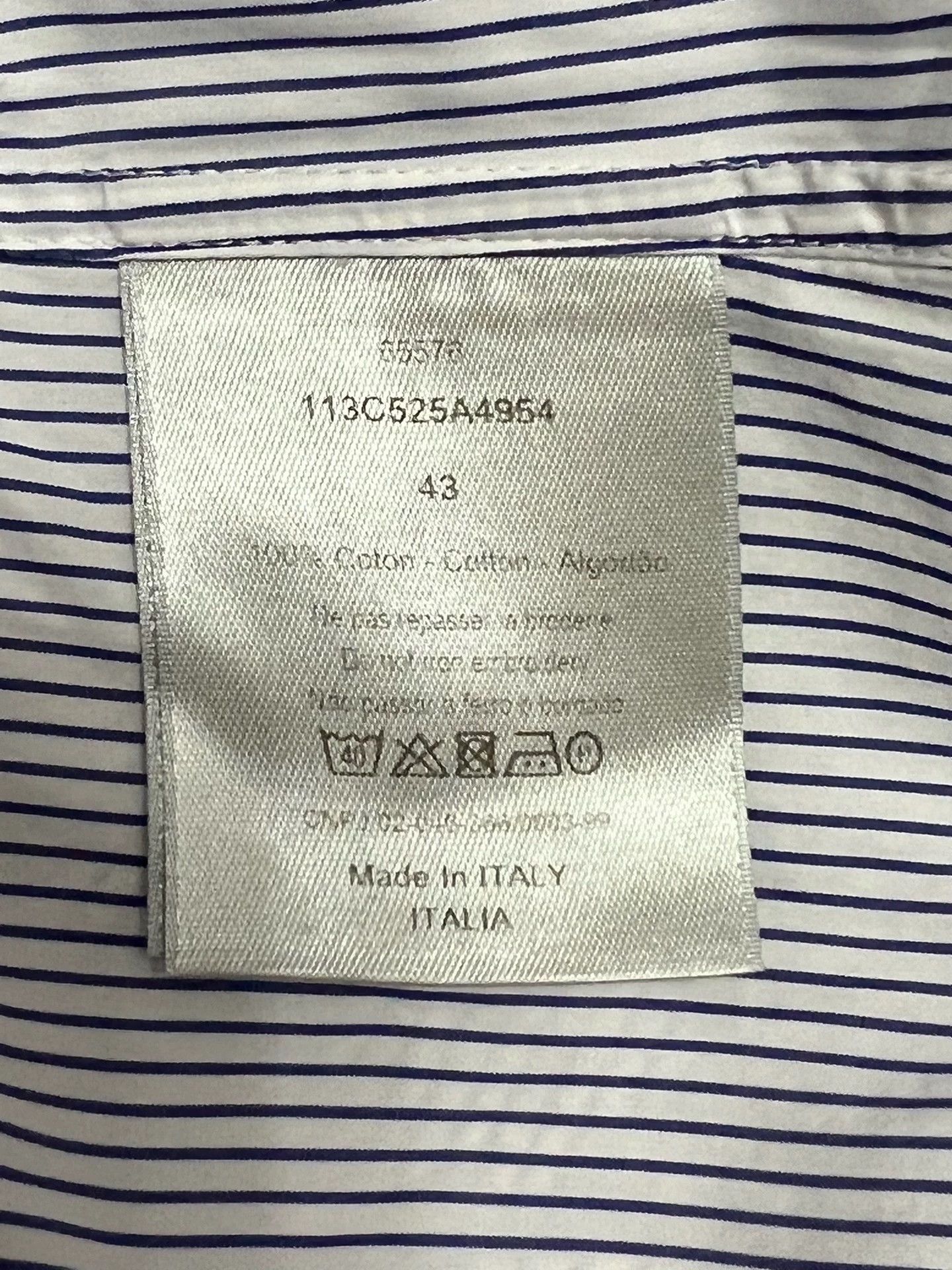 Dior Dior CD Series White Blue Stripe Shirt Men's 43 Size US XL / EU 56 / 4 - 4 Thumbnail