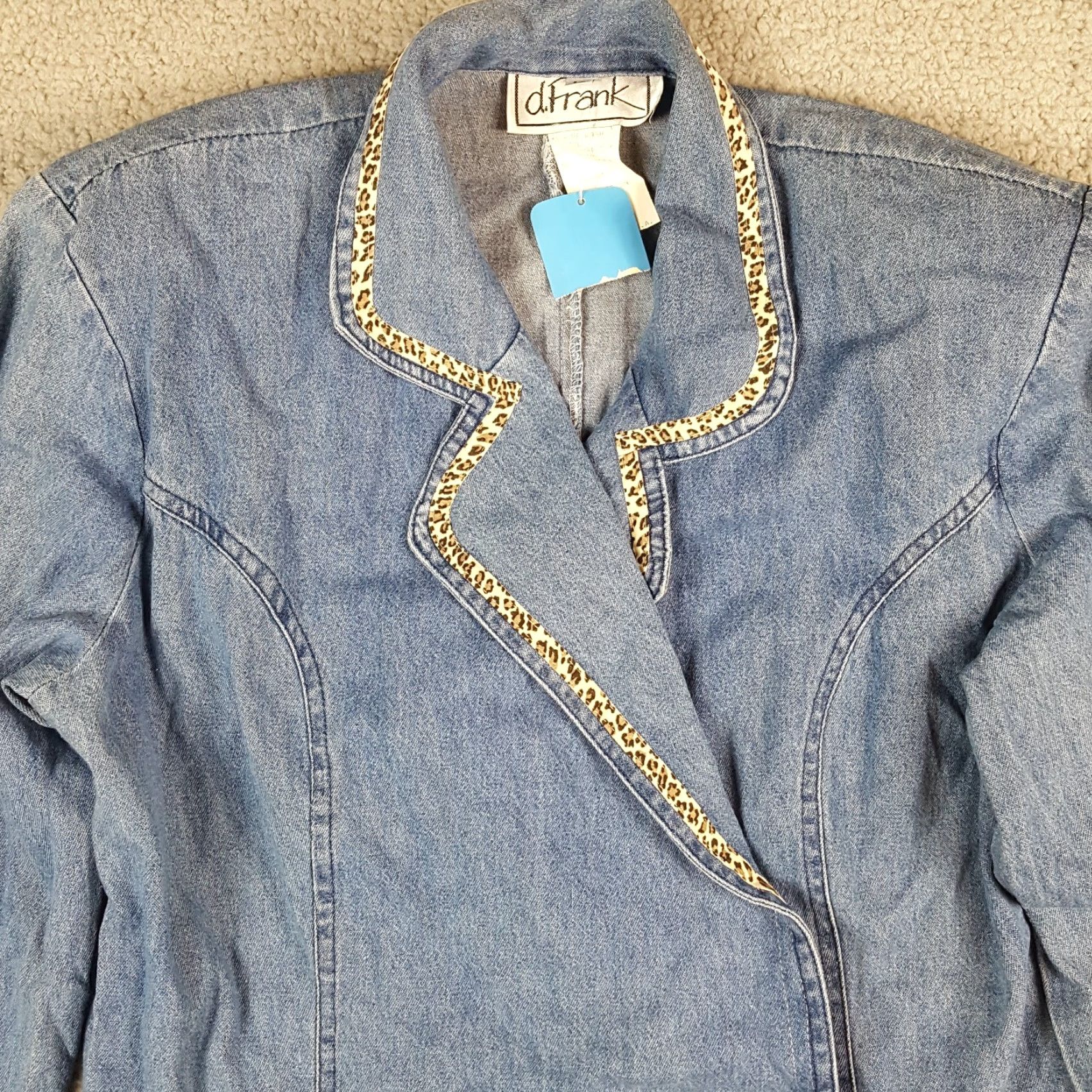 Velvet VINTAGE 80s Denim Romper Women's 14 Velvet Cheetah Skort Jort Dress Size XL / US 12-14 / IT 48-50 - 3 Thumbnail