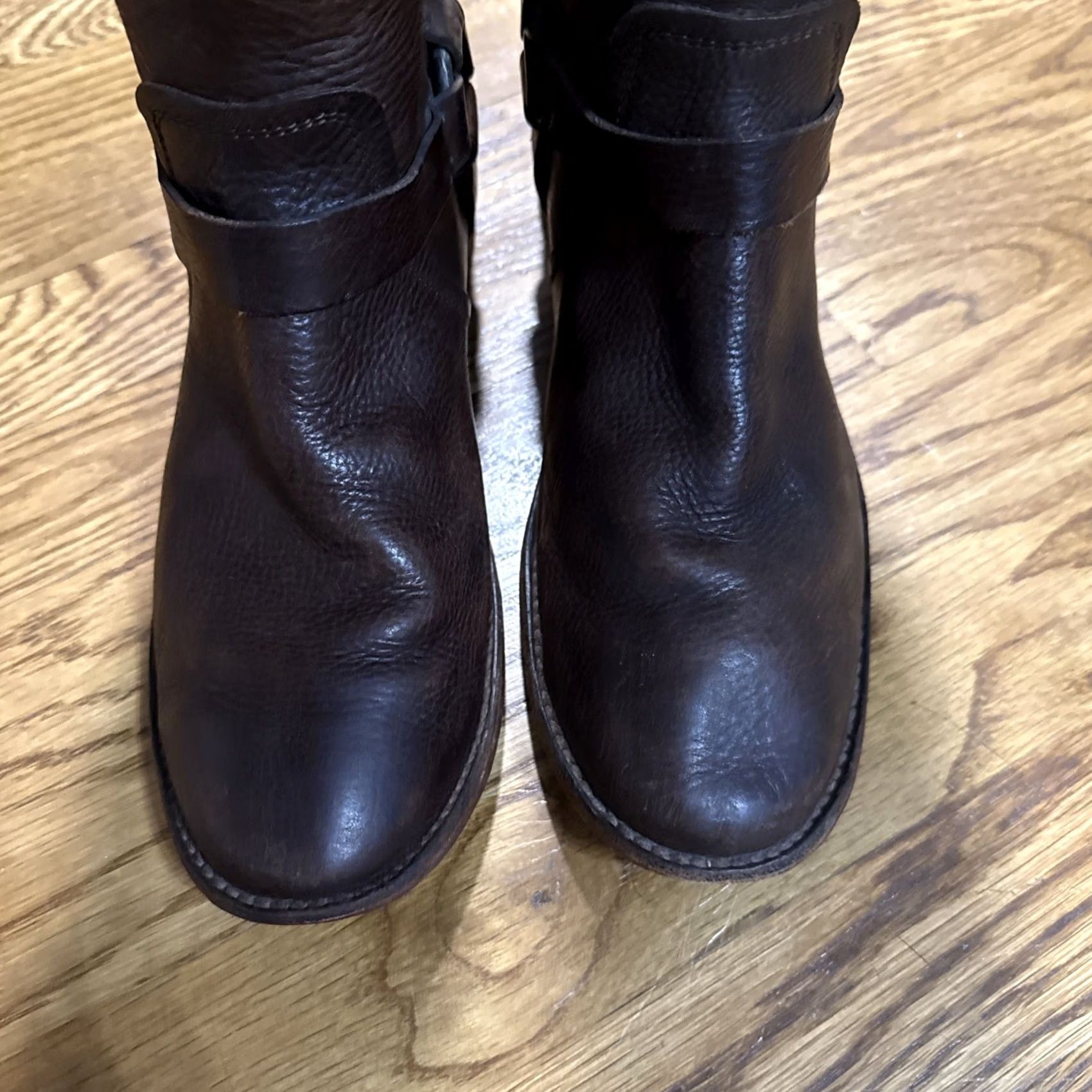 Frye Frye Paige Loop Pull On Harness Boots Brown Brass Hardware Mexico 9B Leather Boots Women Harness Biker Western Distressed Leather Size US 9 / IT 39 - 4 Thumbnail