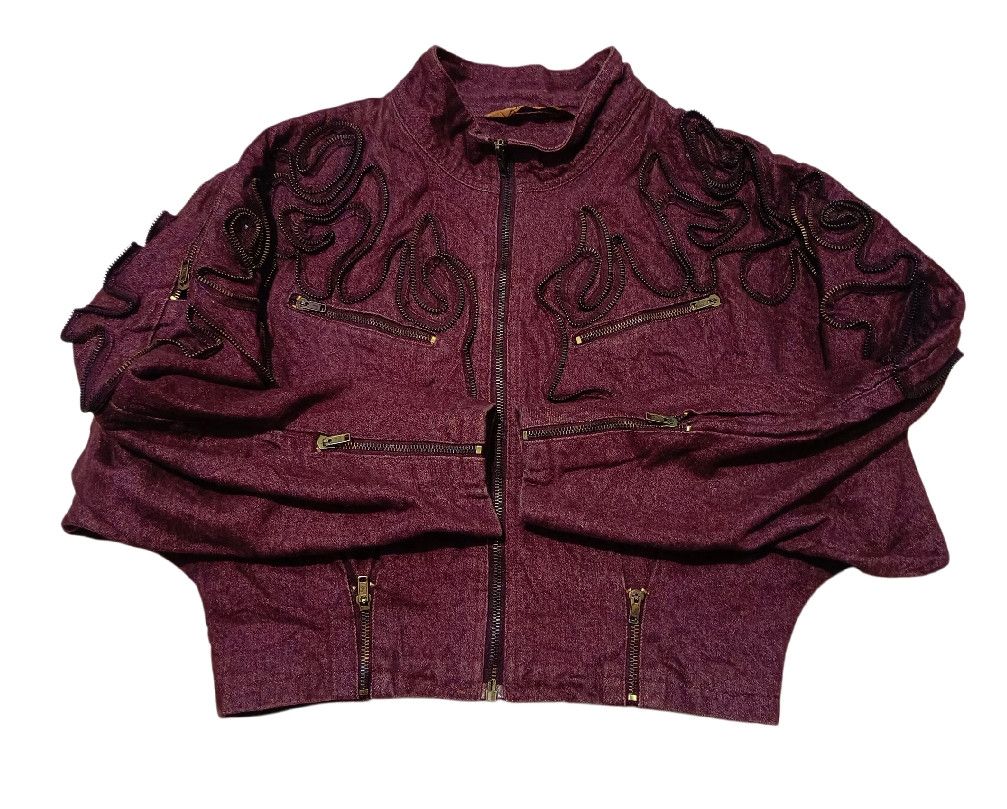 Isamu Katayama Backlash Archive Full Lace Western Maroon DenimJacket iron Multi Zip Size US L / EU 52-54 / 3 - 1 Thumbnail
