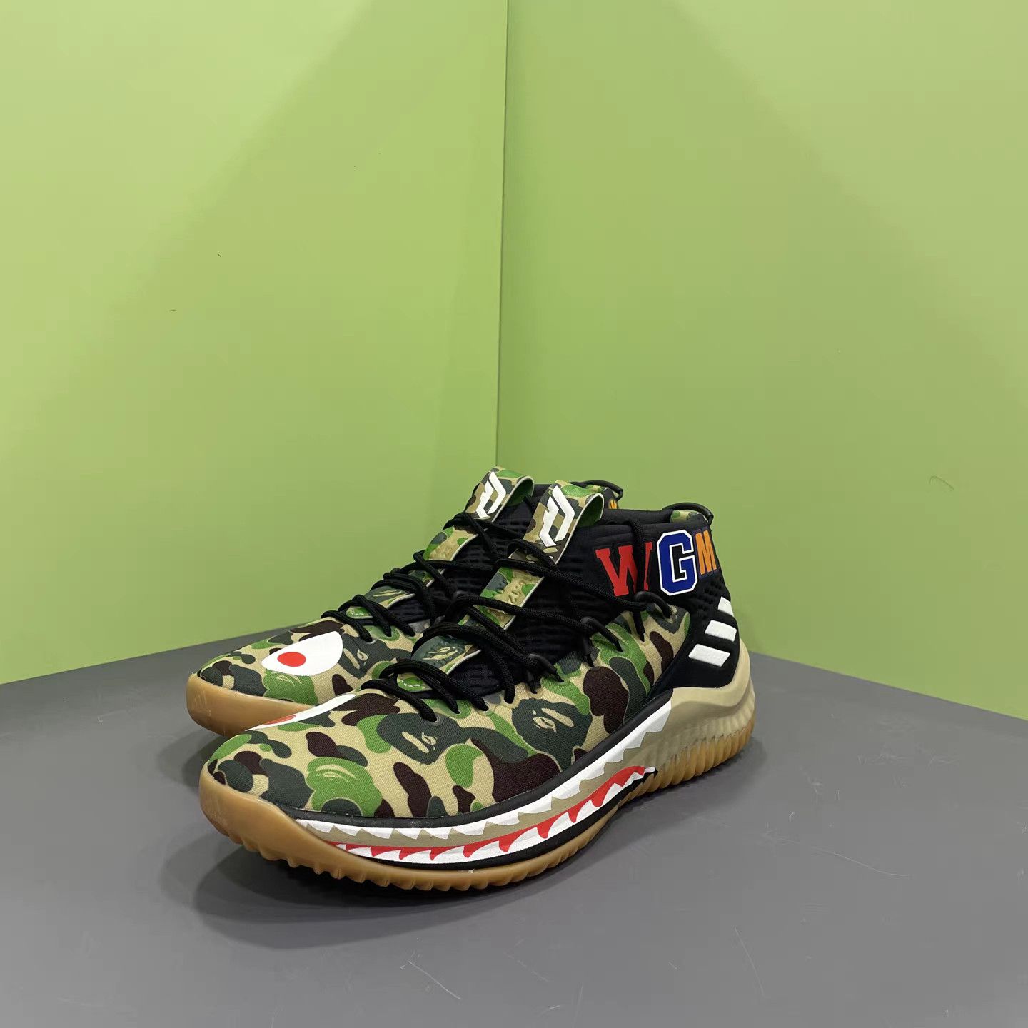 Bape BAPE x adidas Dame 4 Green Shark Basketball Shoes K15 Size US 9 / EU 42 - 1 Thumbnail