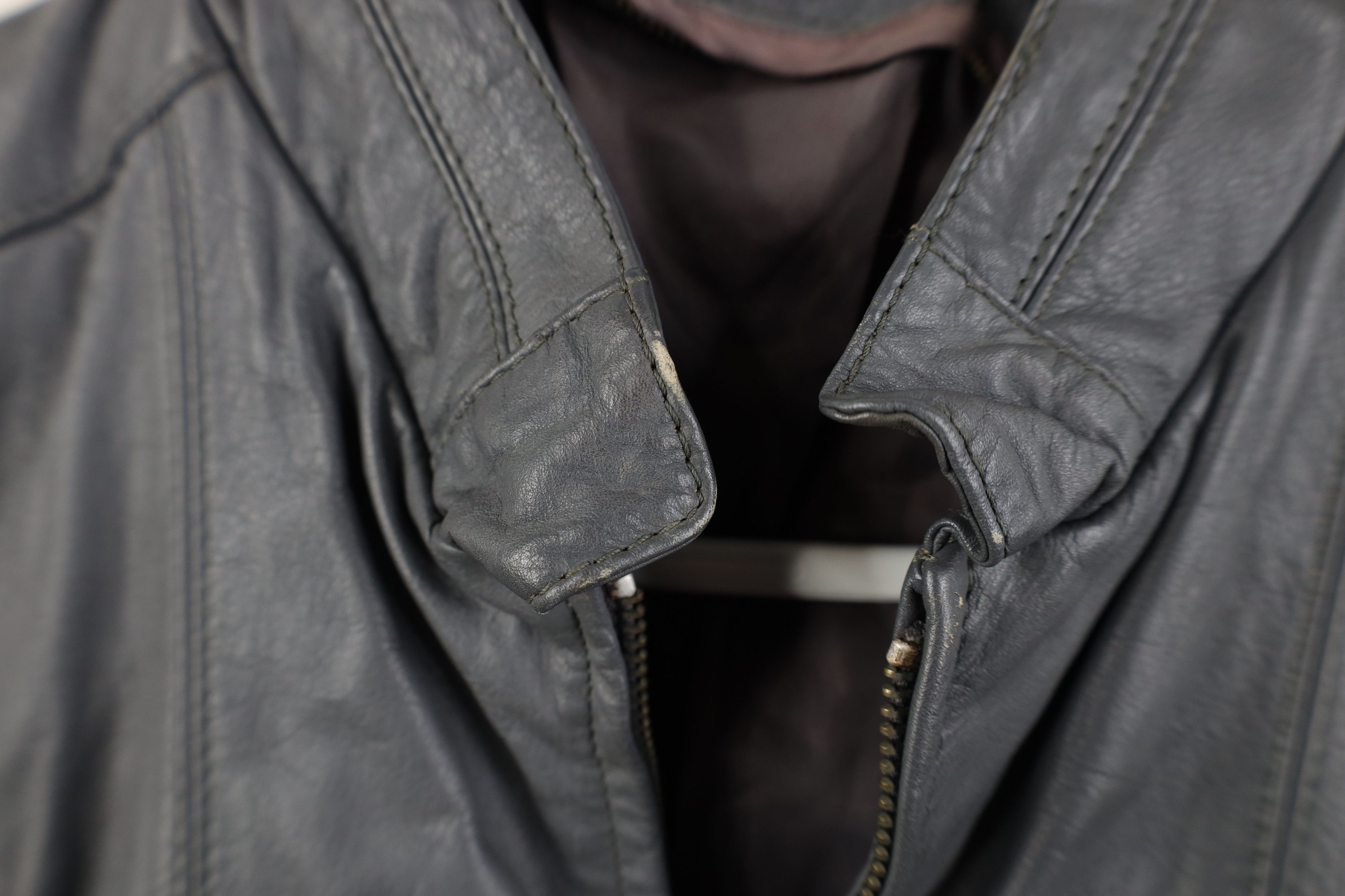 Vintage Vintage 80s 90s Streetwear Leather Racer Bomber Jacket Gray Size US XL / EU 56 / 4 - 9 Thumbnail