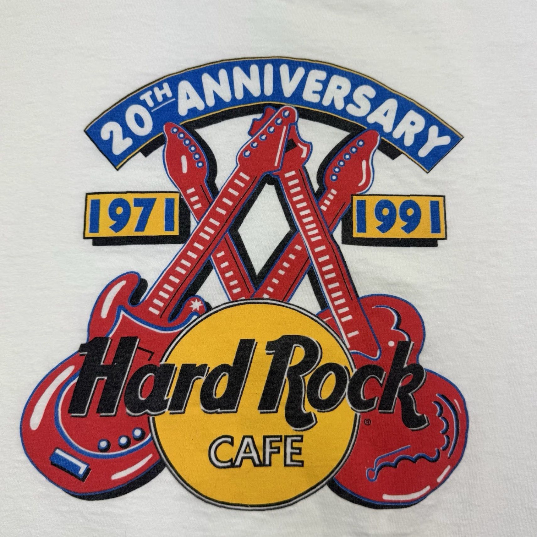 Hard Rock Cafe VINTAGE Hard Rock Cafe T-Shirt Adult XL White USA 90s 20th Anniversary Rock Shirt Men Size US XL / EU 56 / 4 - 2 Thumbnail