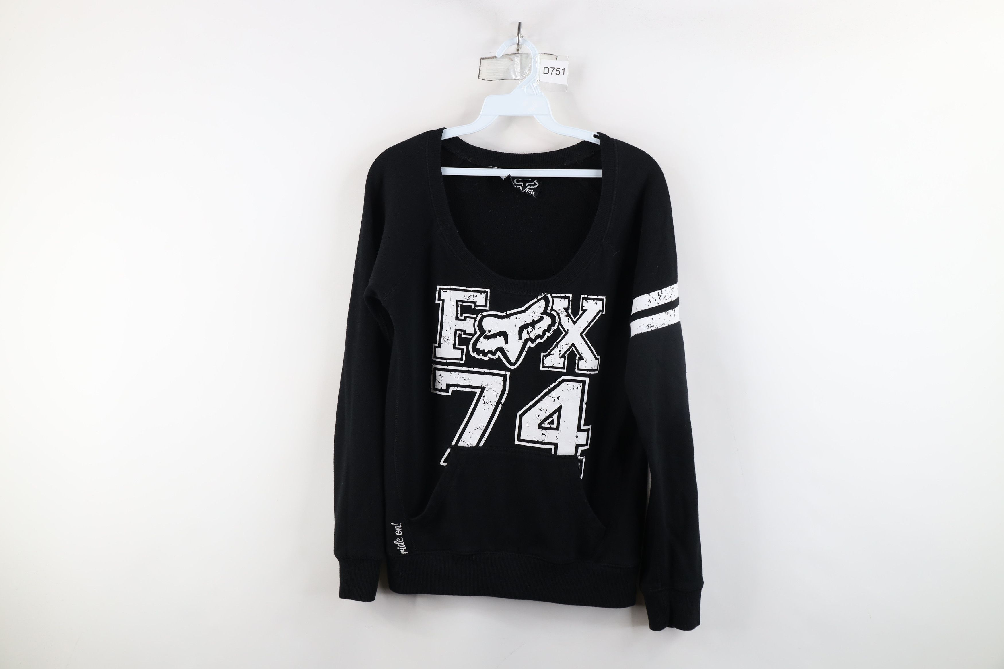 Fox Racing × Vintage Vintage Fox Racing Faded Spell Out Big Logo Sweatshirt Black Size S / US 4 / IT 40 - 1 Thumbnail