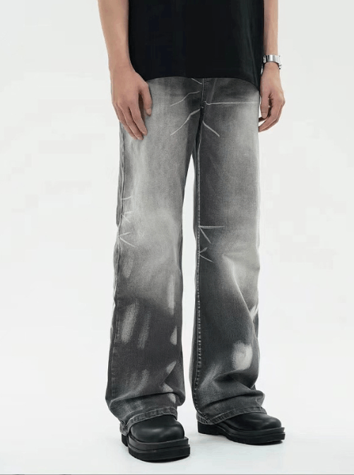 Japanese Brand × Jean Distressed washed American loose flared wide-leg jeans Size US 32 / EU 48 - 2 Thumbnail