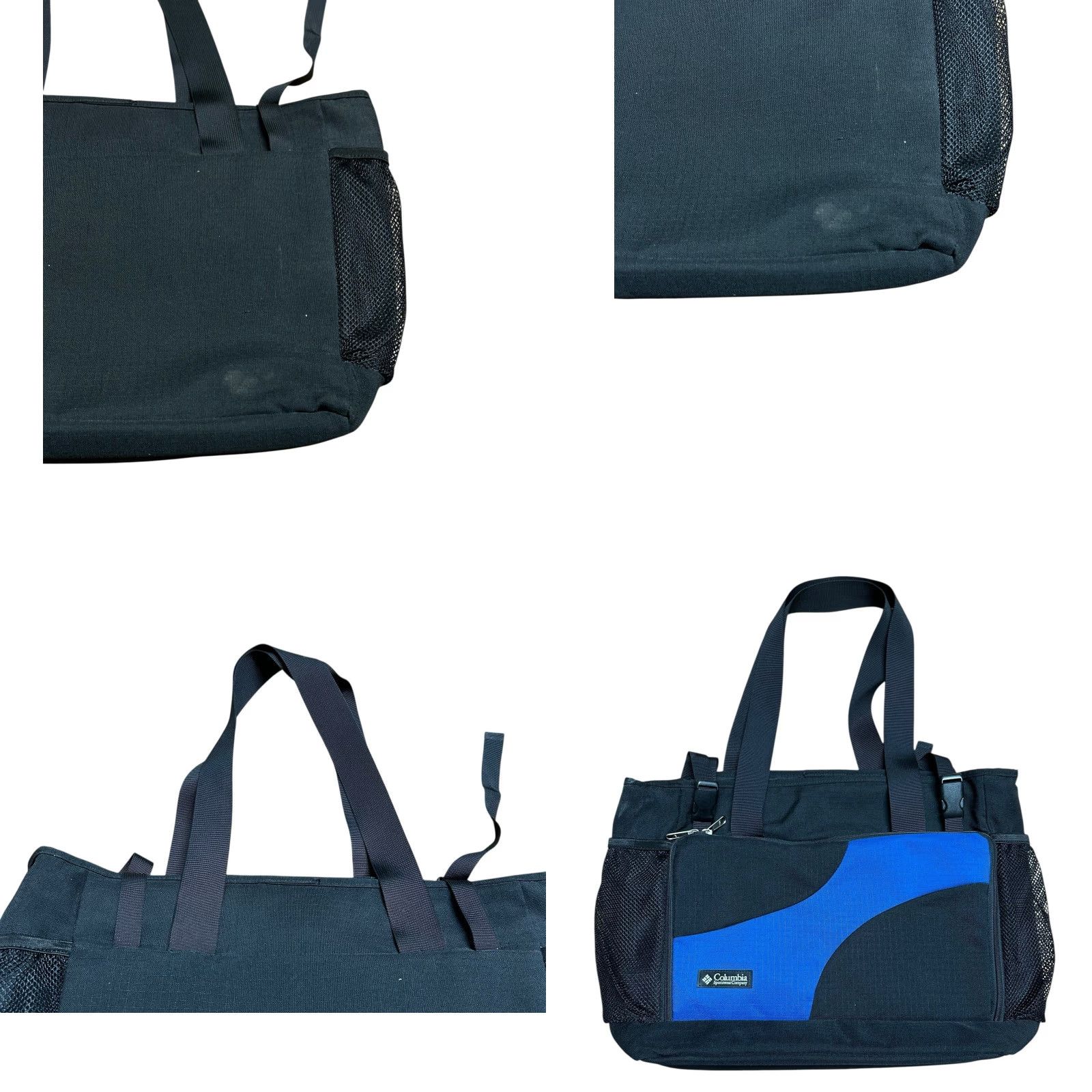 Vintage Columbia Black & Blue Tote Bag Shoulder Outdoors School Weekend Bag Padded Ladies Large Blue Black Size ONE SIZE - 11 Thumbnail