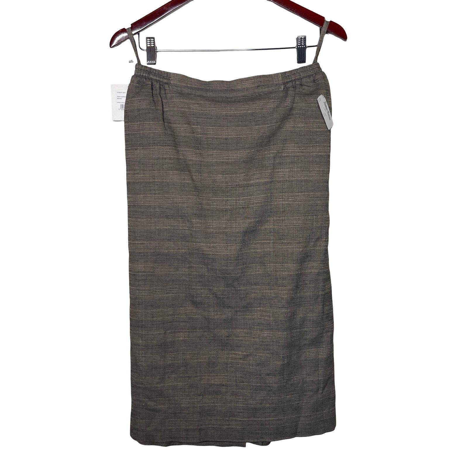 eskandar New Eskandar brown wool linen straight skirt sz 2 M Size 30" / US 8 / IT 44 - 1 Thumbnail