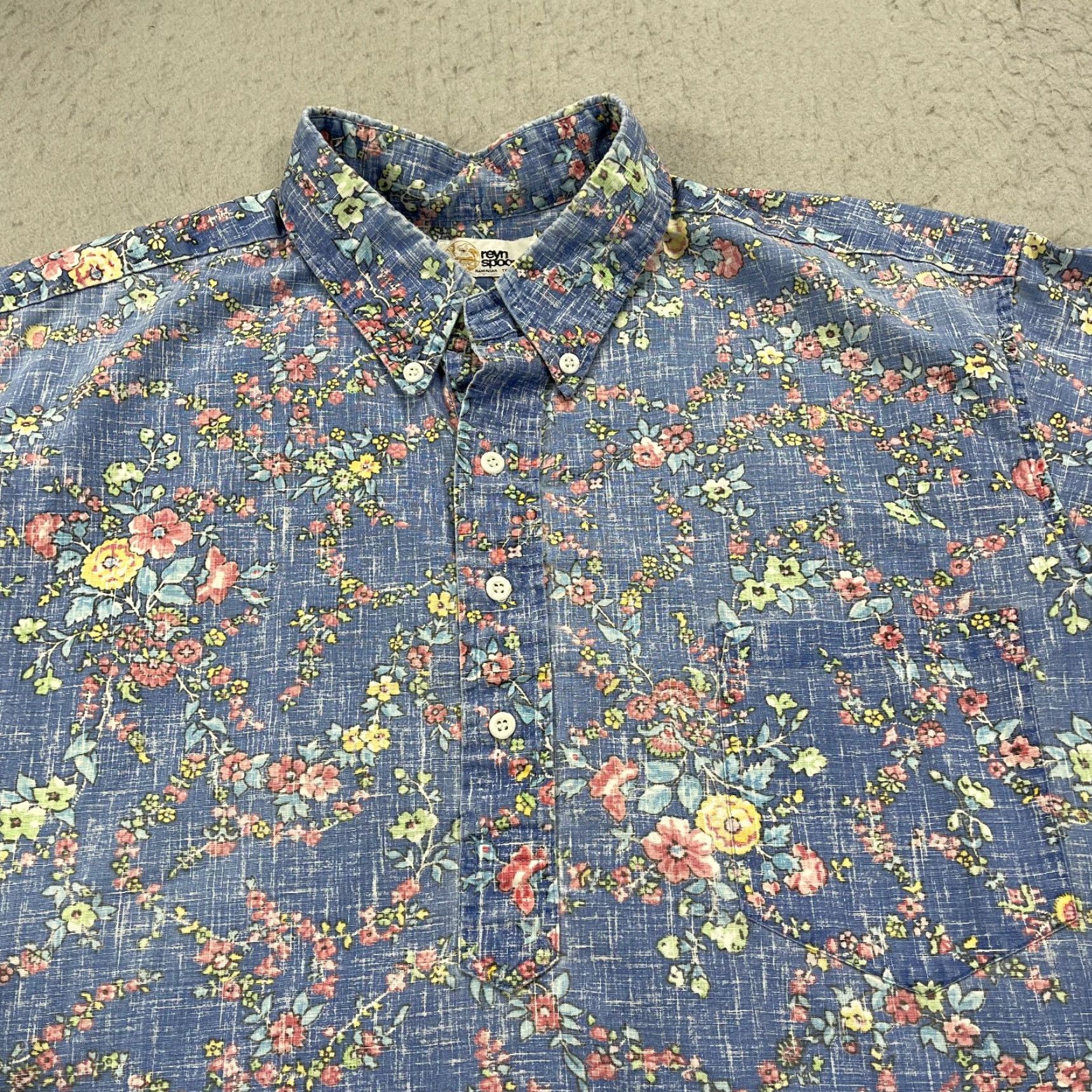 Reyn Spooner VINTAGE Reyn Spooner Shirt Mens 2XL Blue Inside Out Floral Hawaiian Popover Size US XXL / EU 58 / 5 - 2 Thumbnail