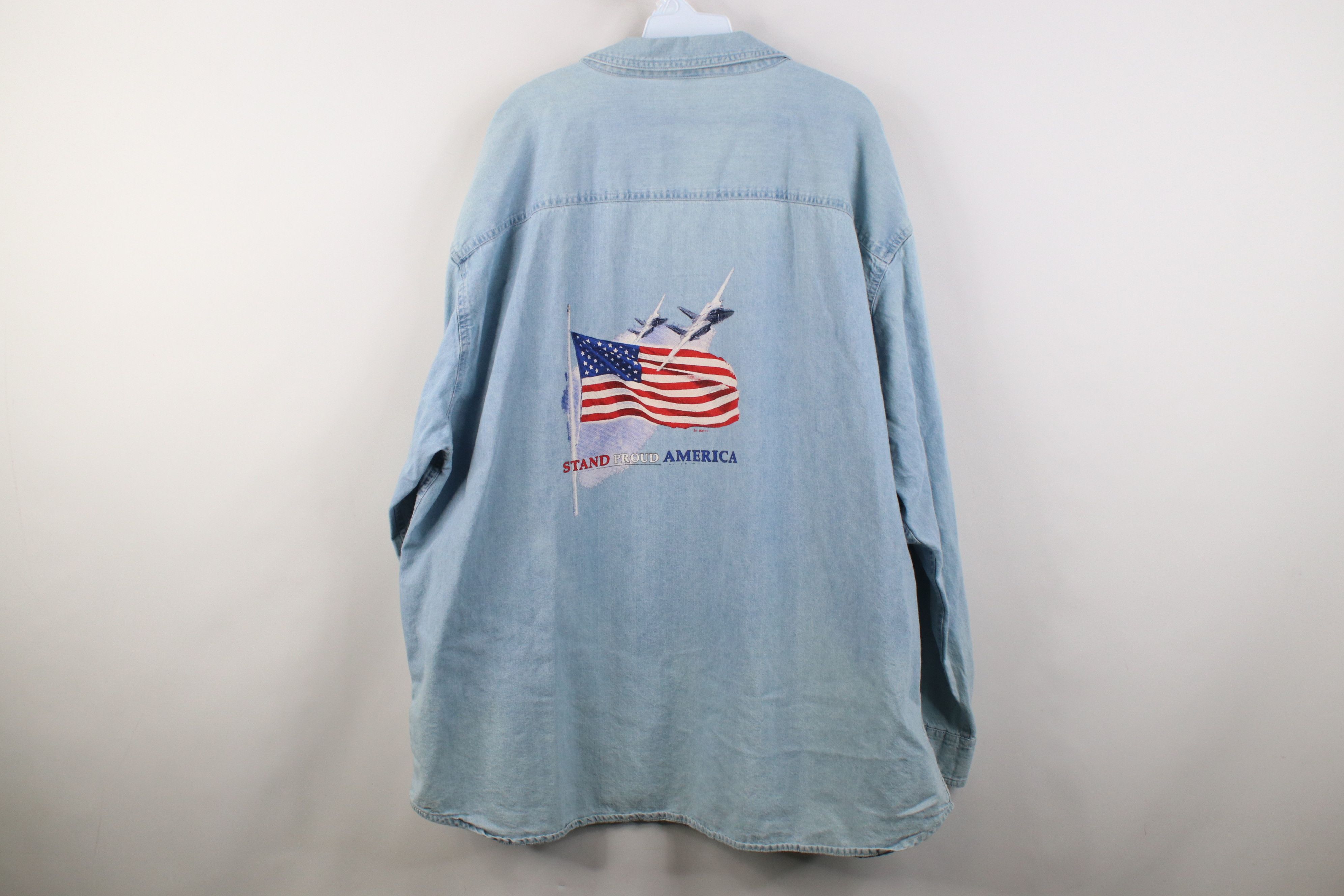 Vintage Vintage 90s Streetwear Collared Denim Jean Button Down Shirt Size US XXL / EU 58 / 5 - 11 Thumbnail