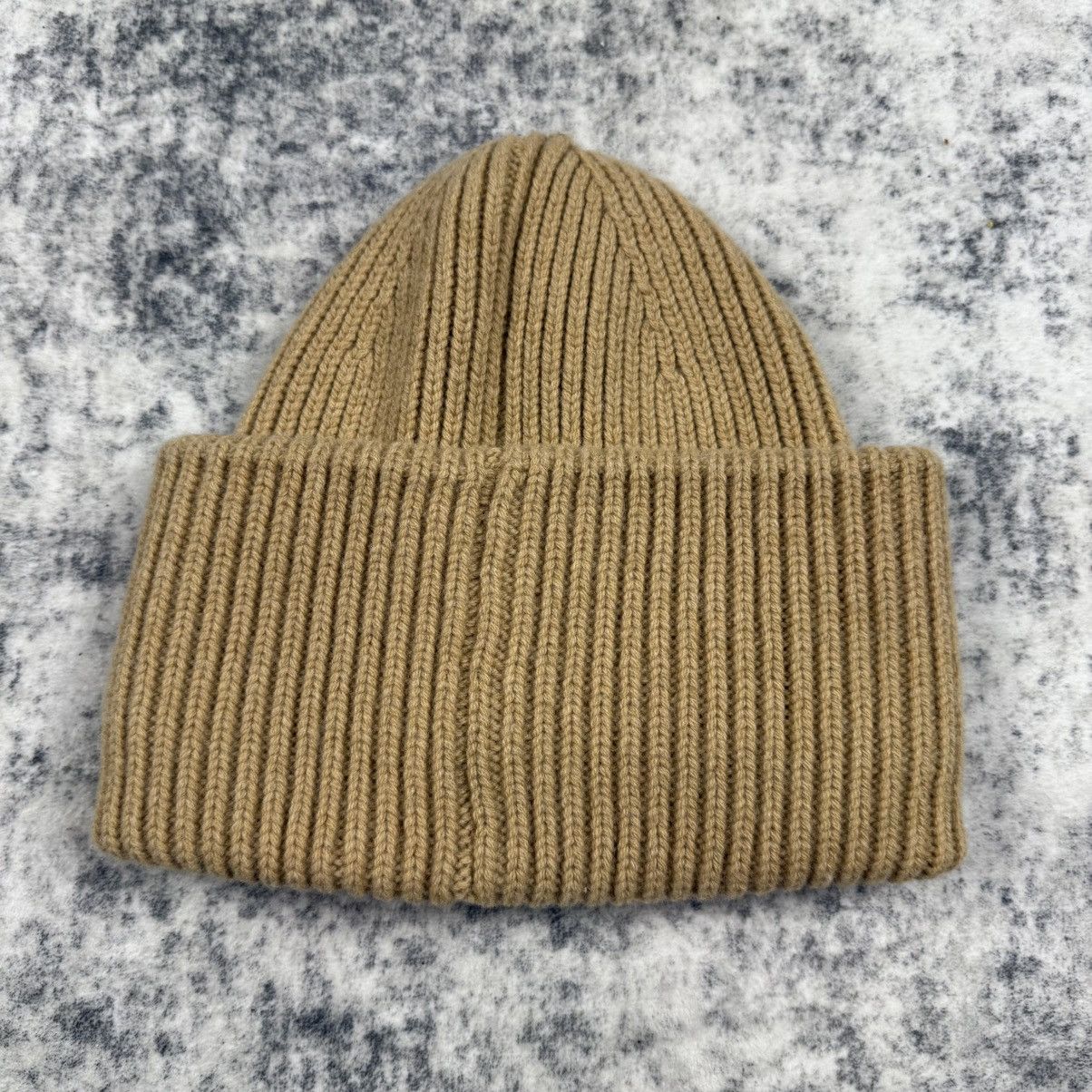 Acne Studios Acne Studios Face Patch Ribbed Beanie Camel Size ONE SIZE - 3 Thumbnail