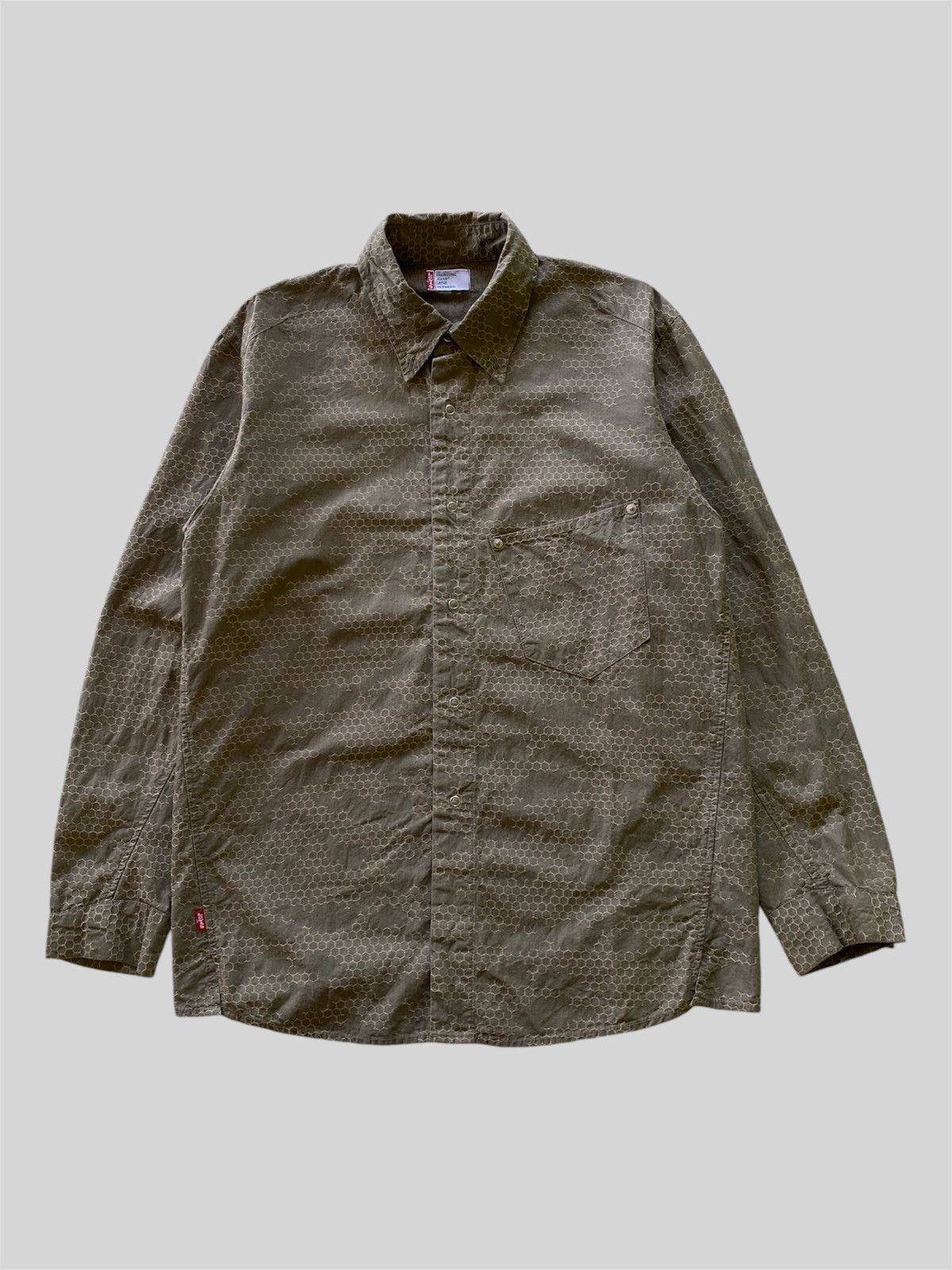 Levi's × Levi's Vintage Clothing RARE❗️Vintage 00s LEJ Honeycomb Camo Design Shirt Size US L / EU 52-54 / 3 - 1 Thumbnail