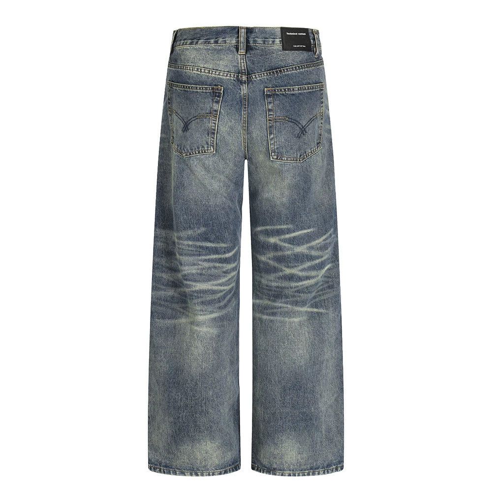 Vintage Men's distressed wide-leg casual punk vintage washed jeans Size US 32 / EU 48 - 2 Thumbnail