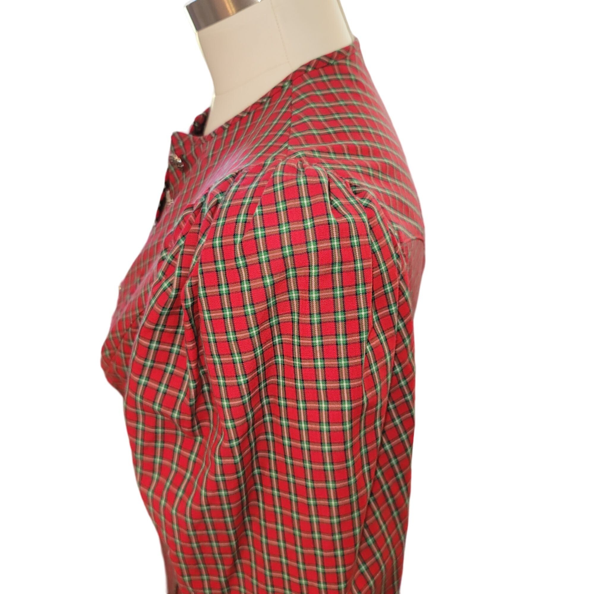 Vintage Vintage Hoefer Prarie Dress Red Green Plaid Long Sleeve Butt Size M / US 6-8 / IT 42-44 - 6 Thumbnail
